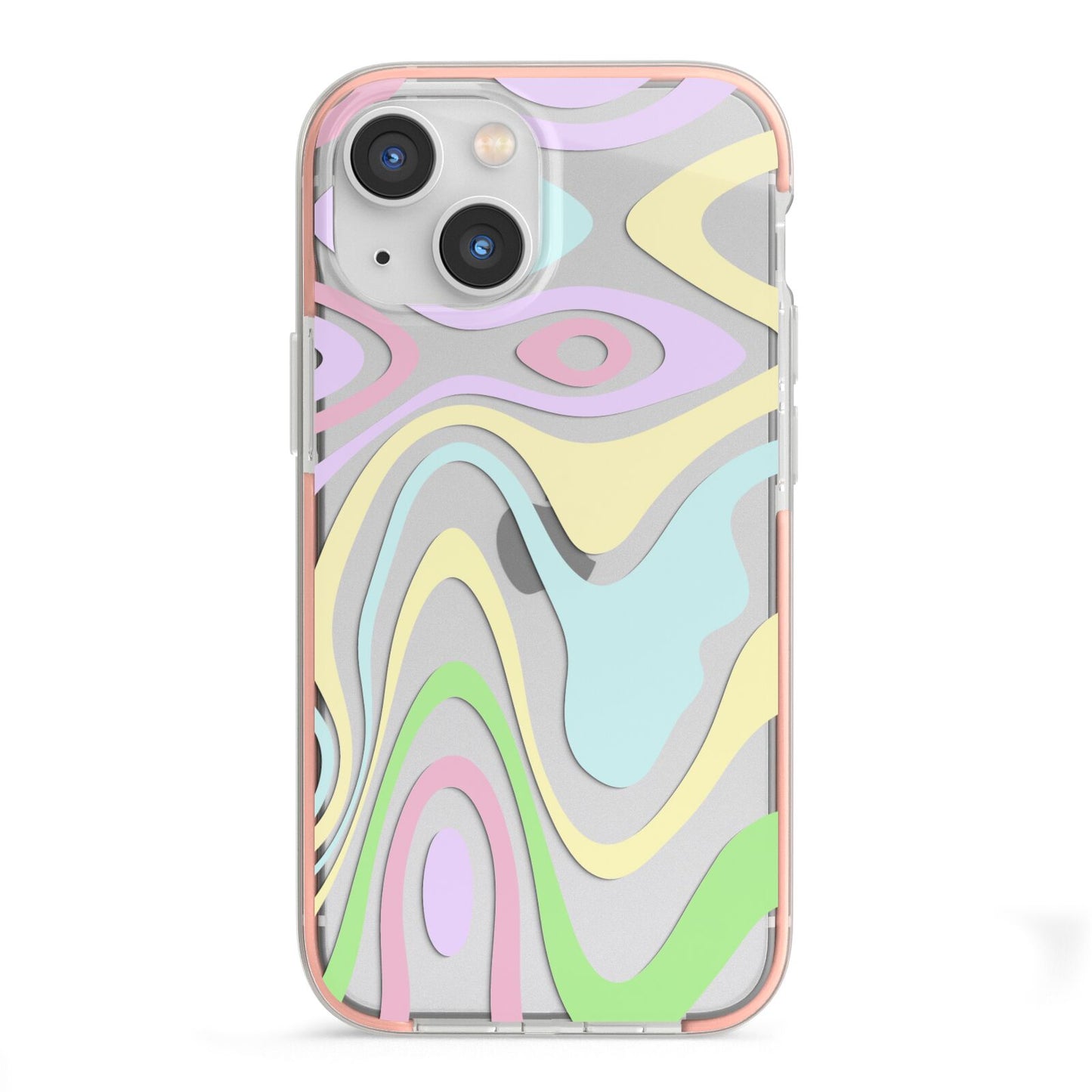 Transparent Swirl iPhone 13 Mini TPU Impact Case with Pink Edges