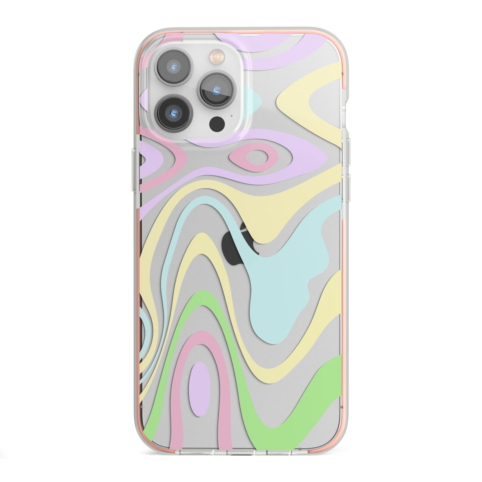 Transparent Swirl iPhone 13 Pro Max TPU Impact Case with Pink Edges