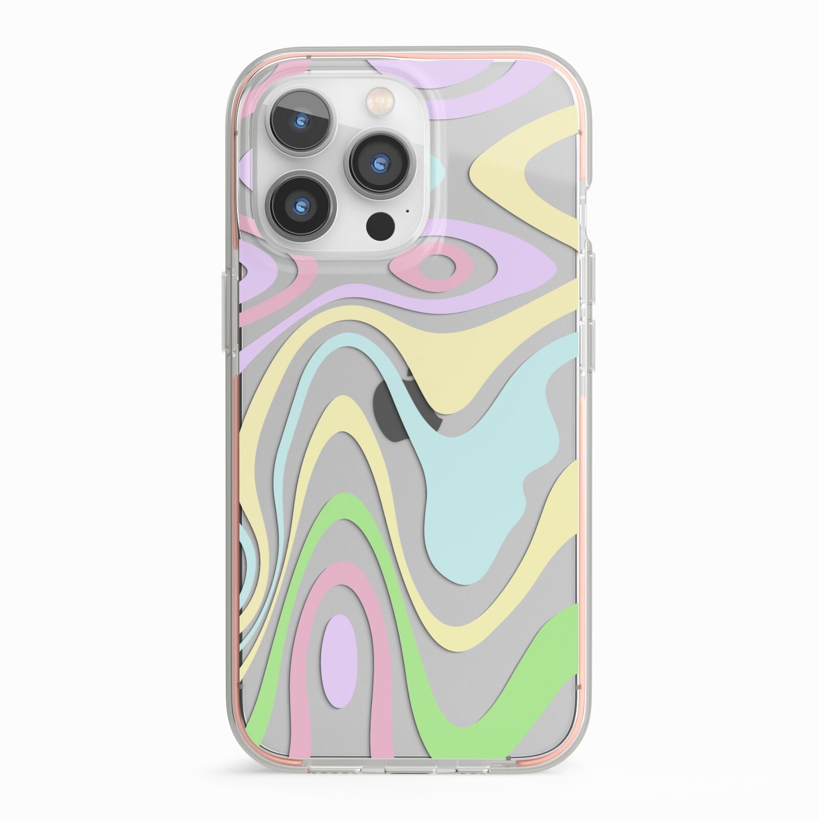 Transparent Swirl iPhone 13 Pro TPU Impact Case with Pink Edges