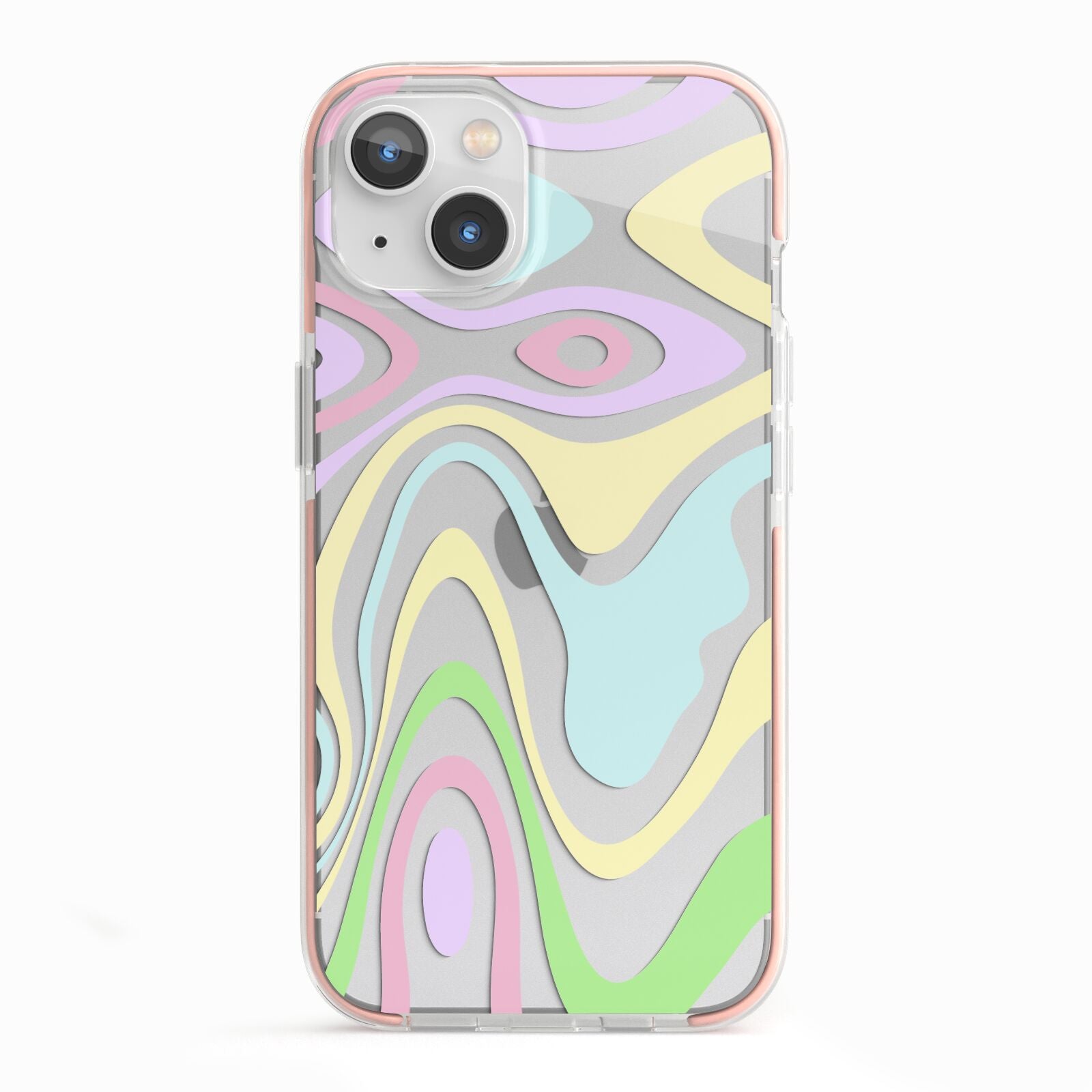 Transparent Swirl iPhone 13 TPU Impact Case with Pink Edges