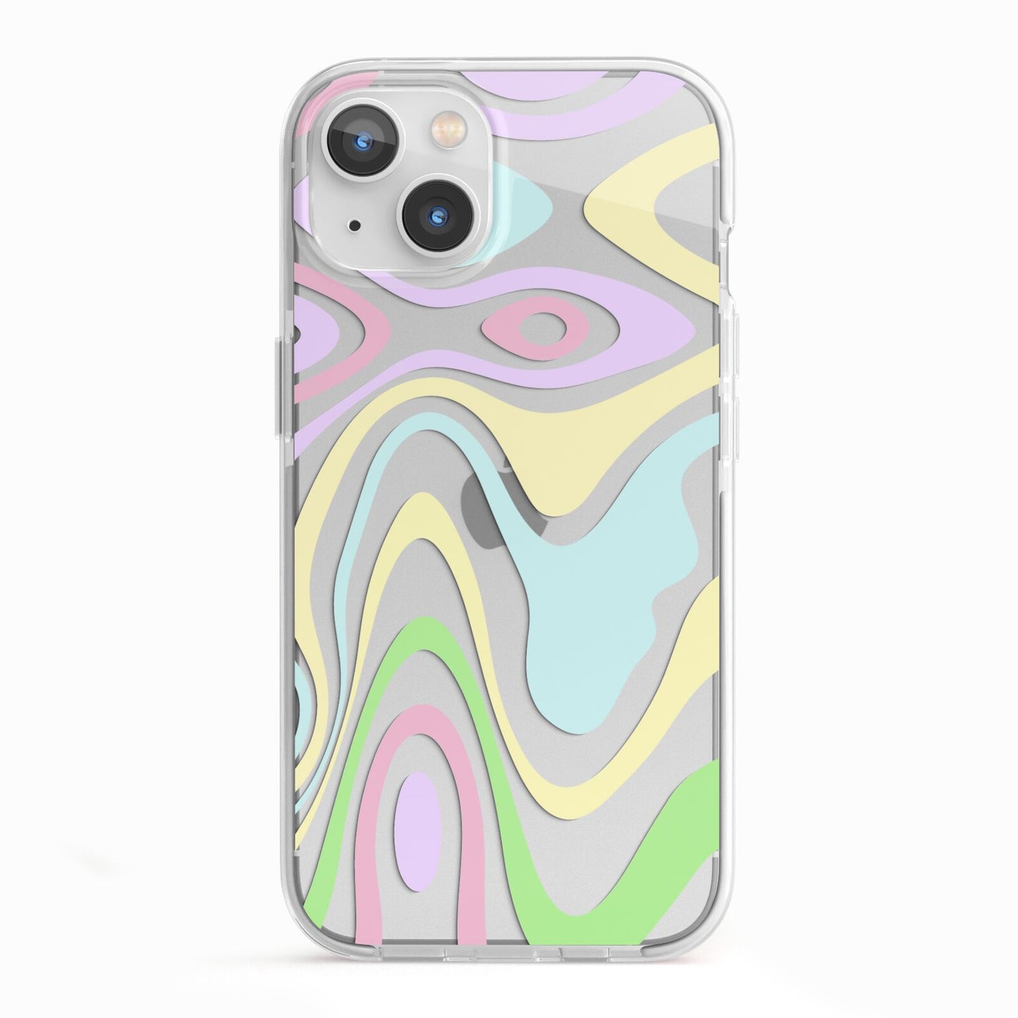 Transparent Swirl iPhone 13 TPU Impact Case with White Edges