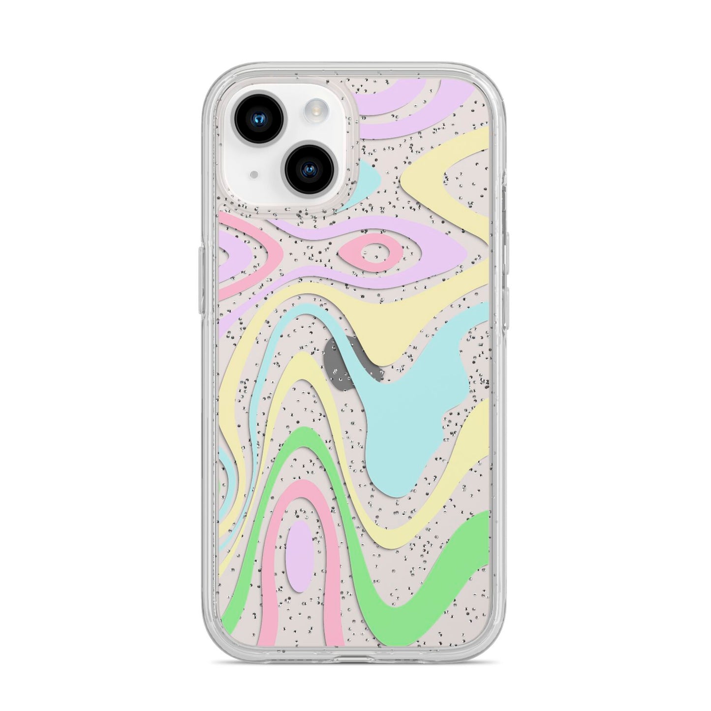 Transparent Swirl iPhone 14 Glitter Tough Case Starlight