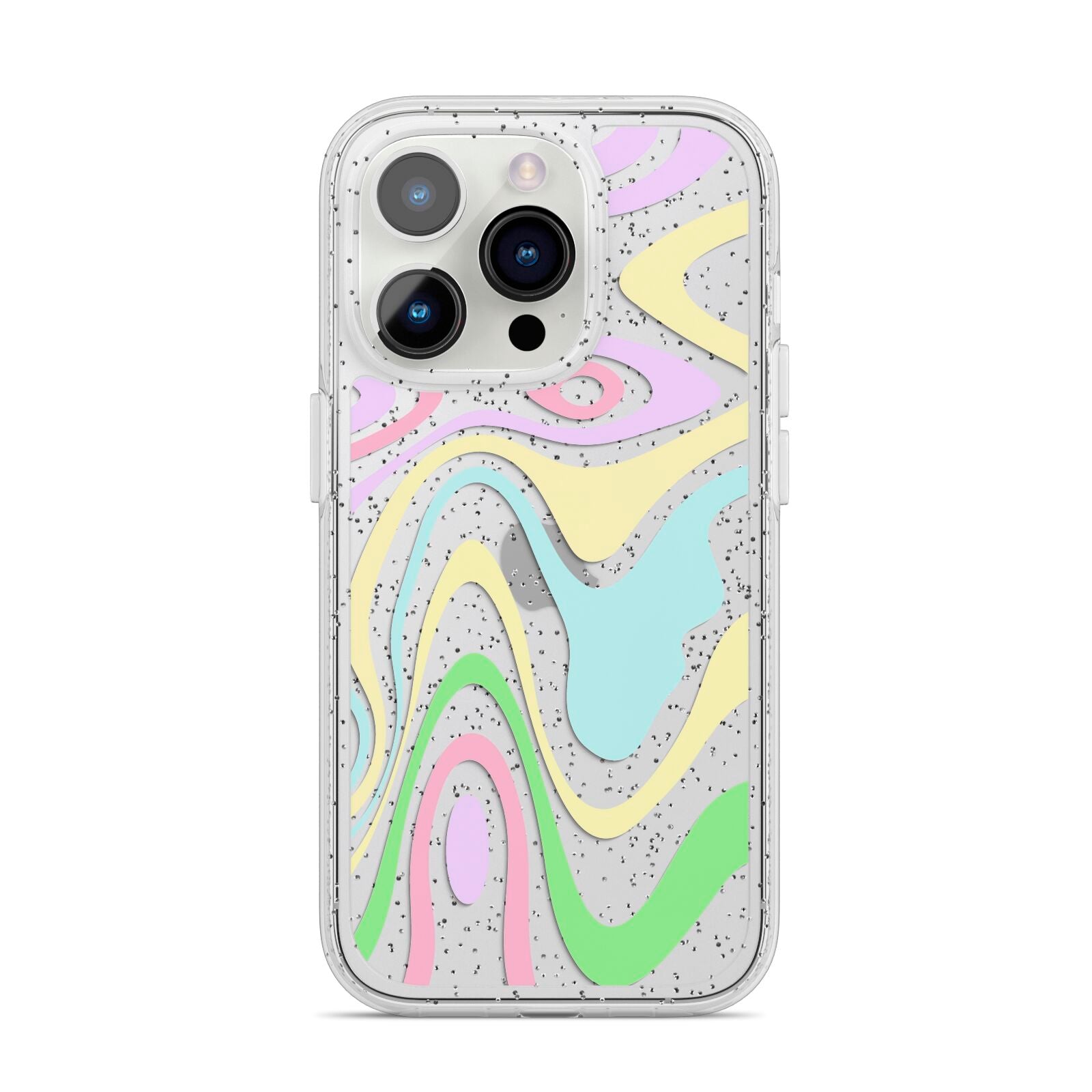 Transparent Swirl iPhone 14 Pro Glitter Tough Case Silver