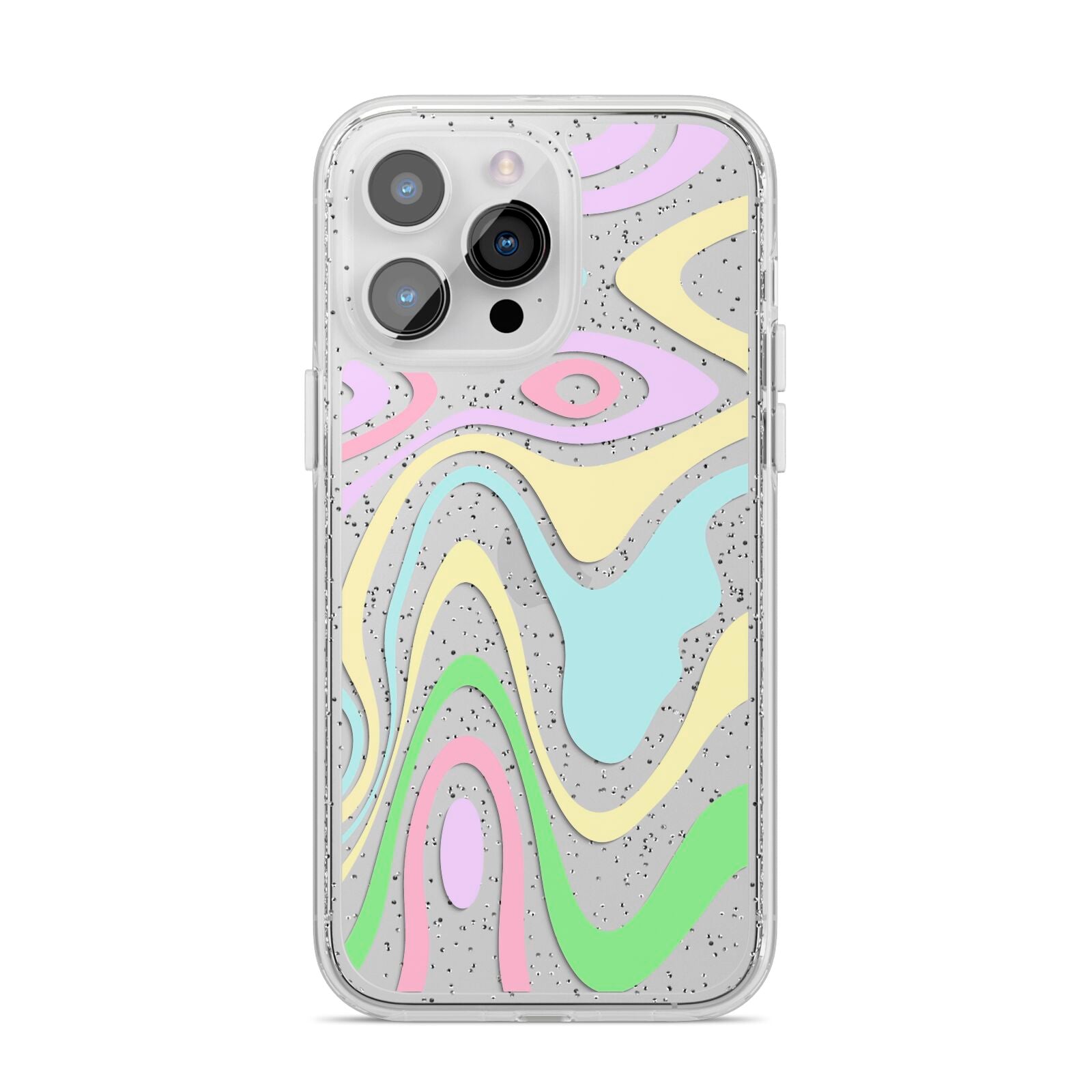 Transparent Swirl iPhone 14 Pro Max Glitter Tough Case Silver