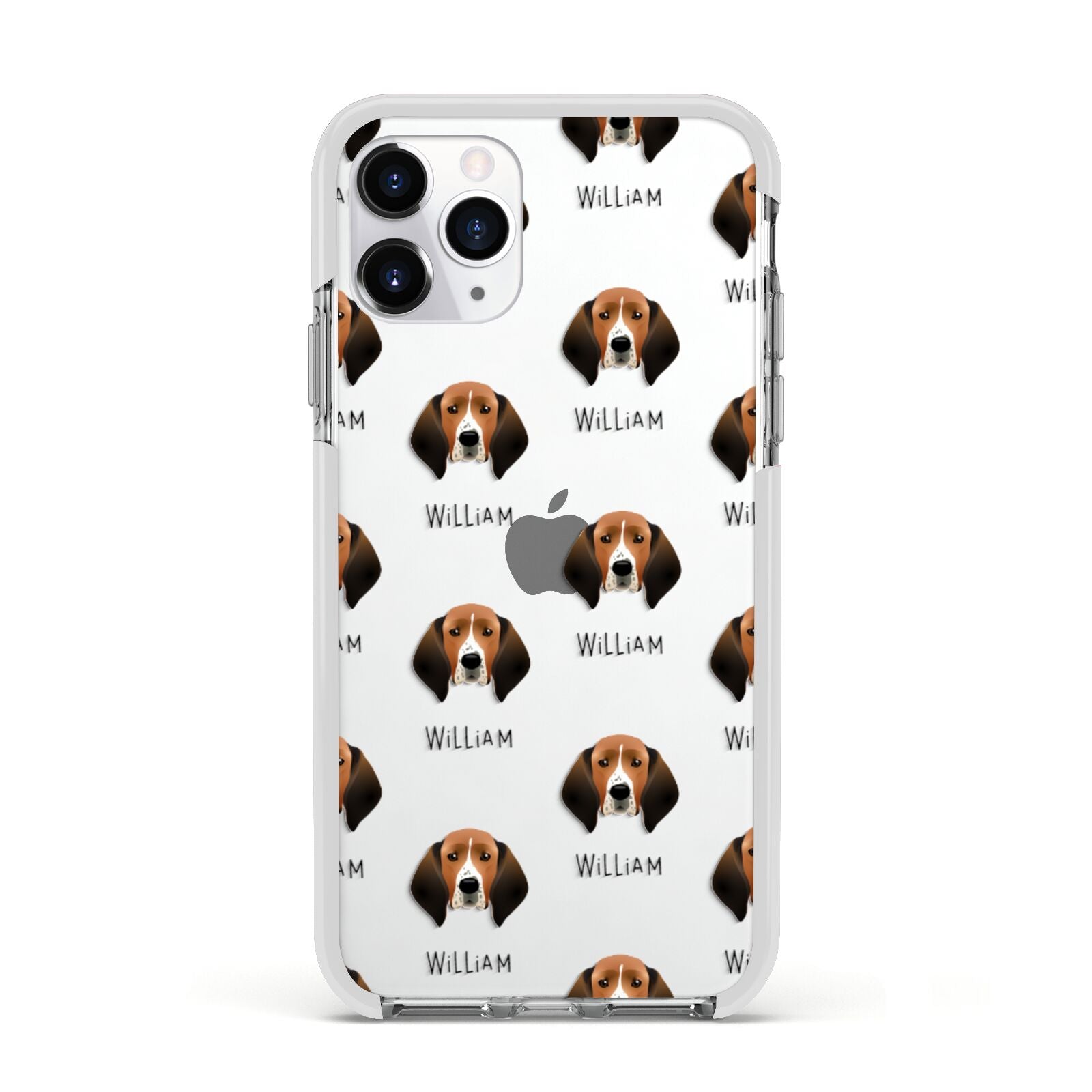 Treeing Walker Coonhound Icon with Name Apple iPhone 11 Pro in Silver with White Impact Case