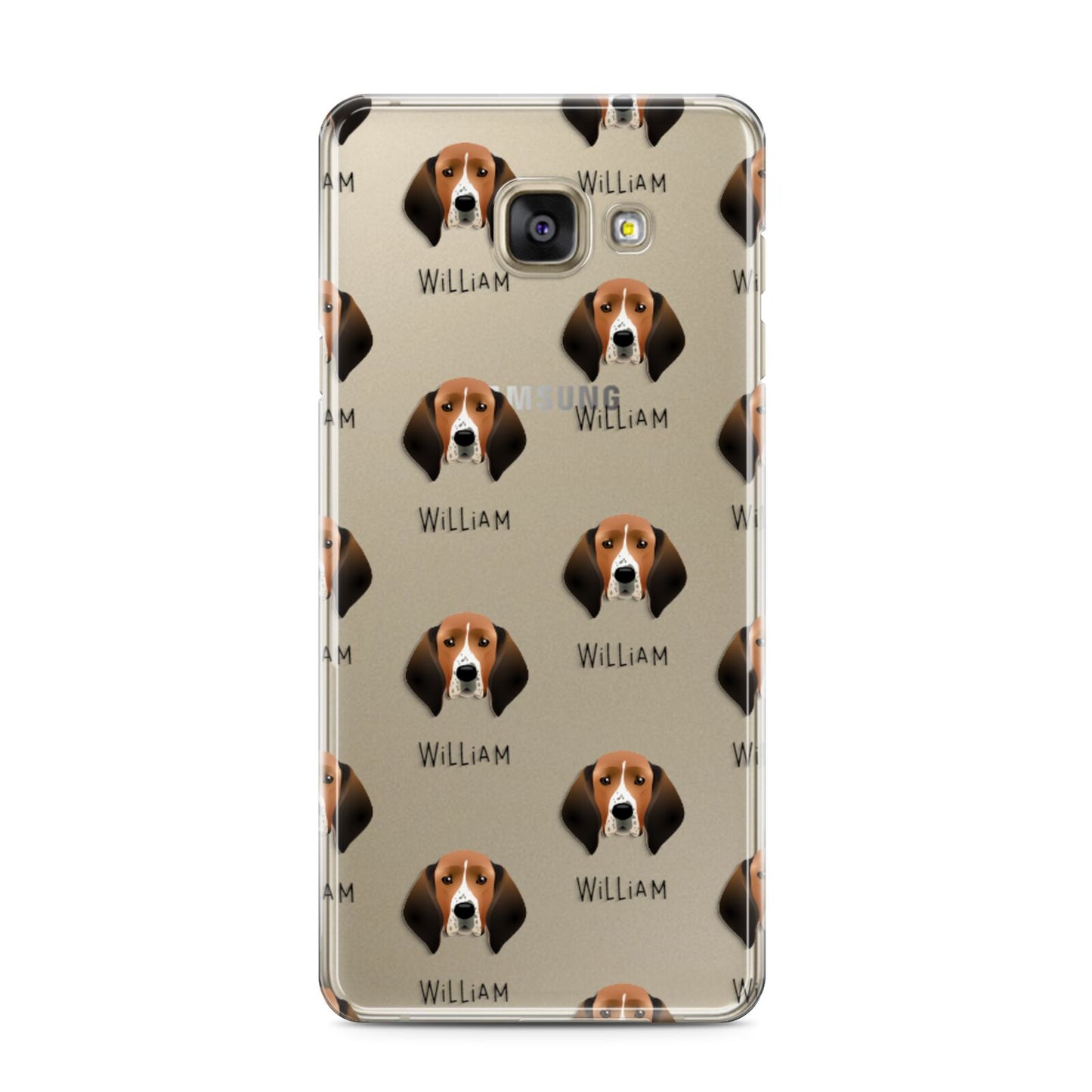 Treeing Walker Coonhound Icon with Name Samsung Galaxy A3 2016 Case on gold phone