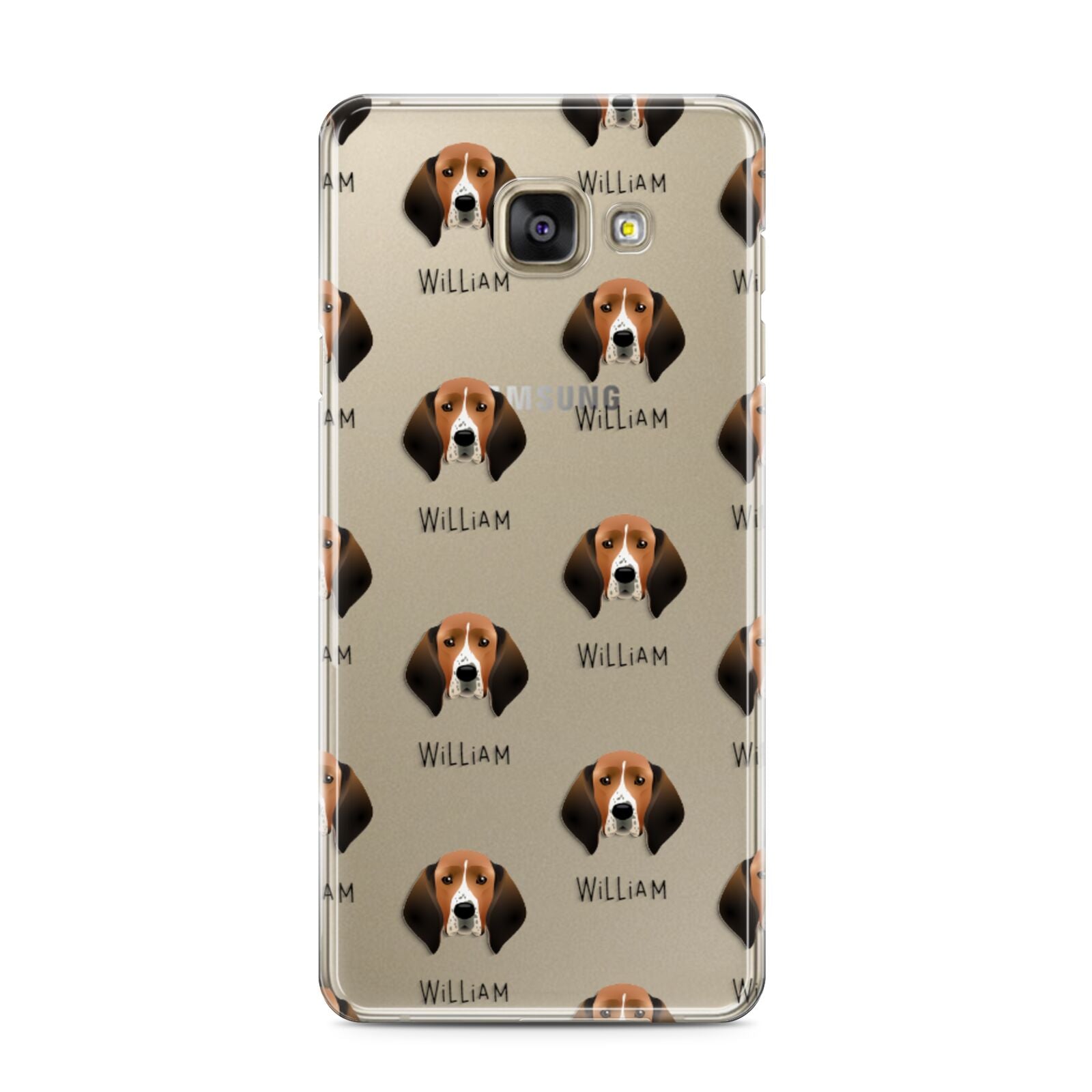 Treeing Walker Coonhound Icon with Name Samsung Galaxy A3 2016 Case on gold phone