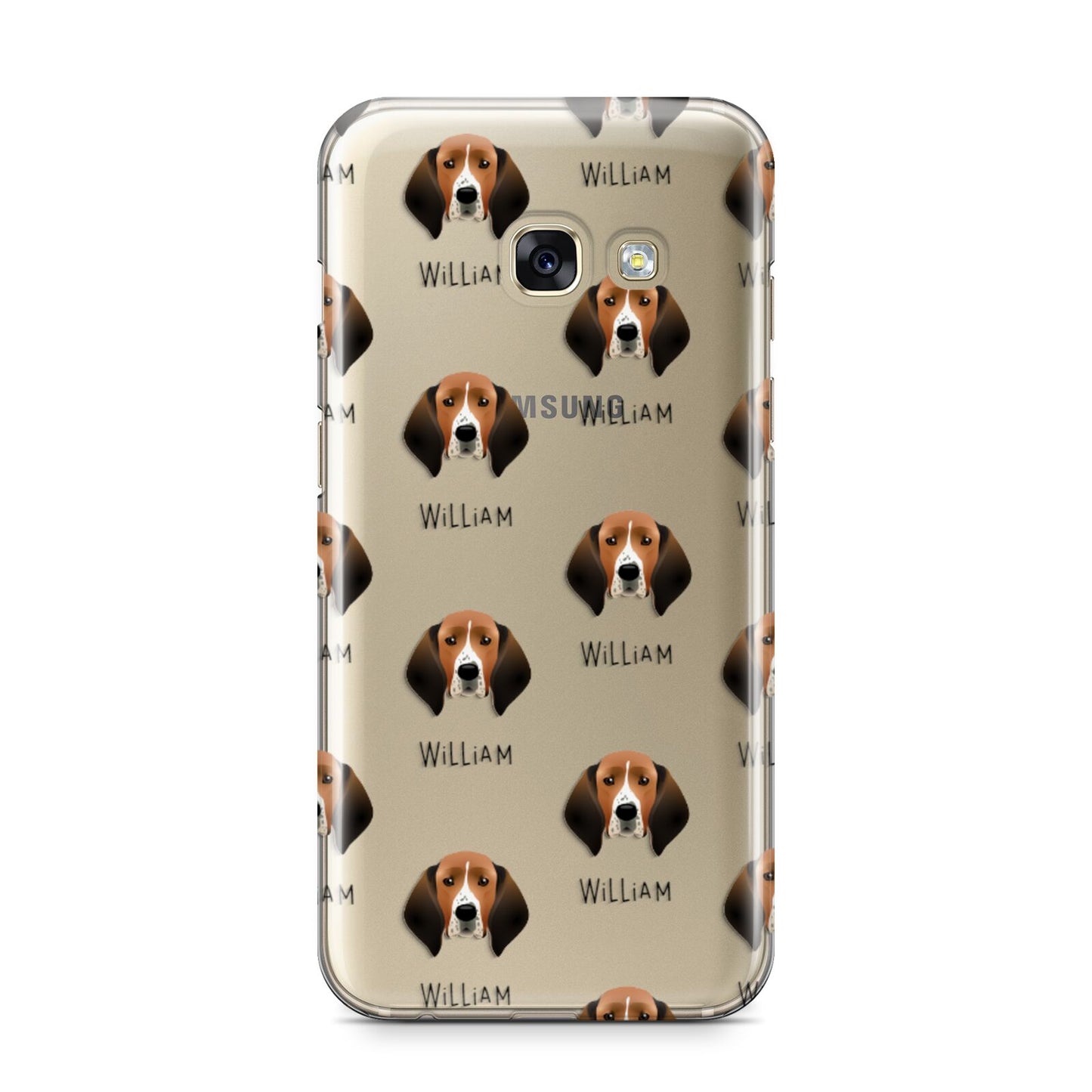 Treeing Walker Coonhound Icon with Name Samsung Galaxy A3 2017 Case on gold phone