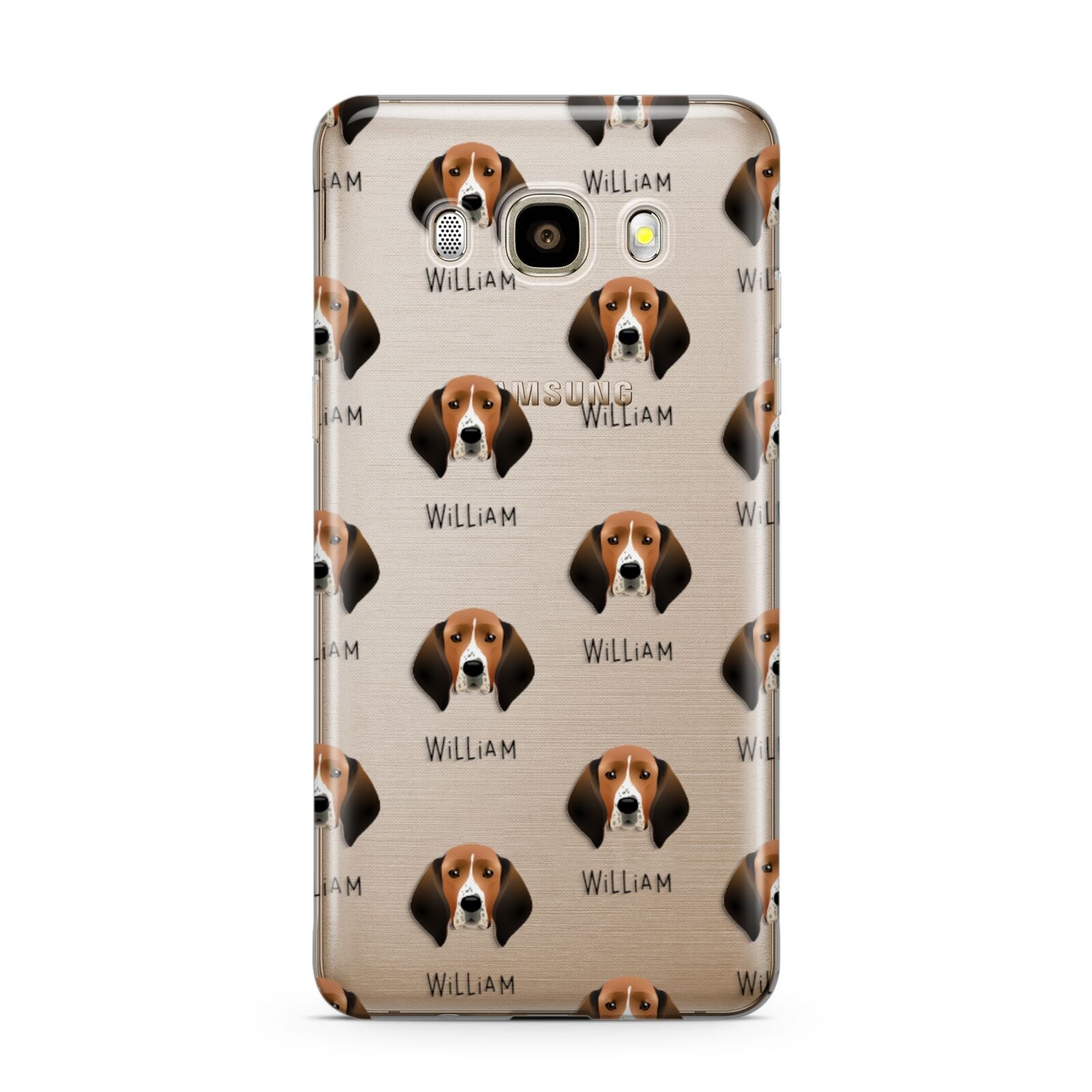 Treeing Walker Coonhound Icon with Name Samsung Galaxy J7 2016 Case on gold phone