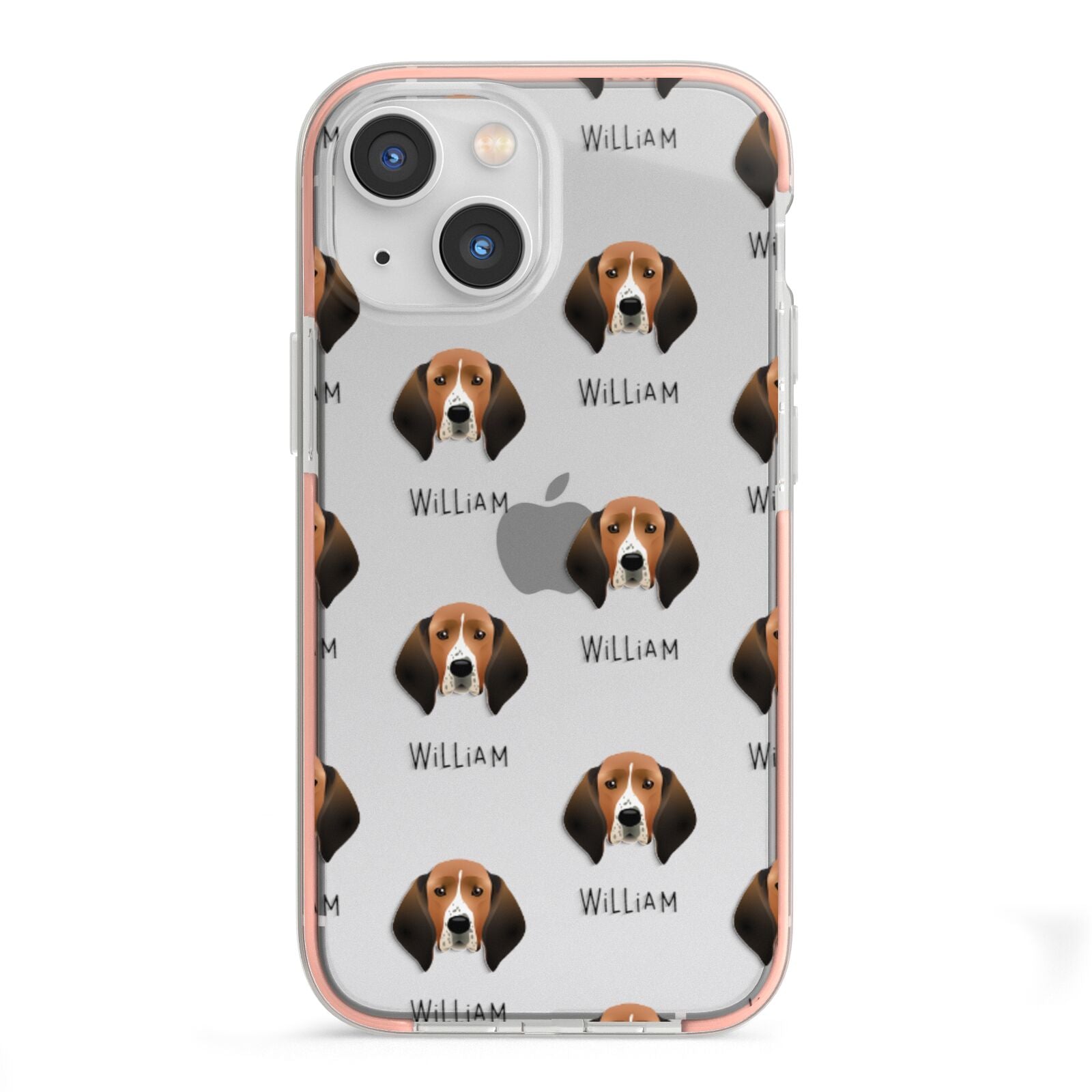 Treeing Walker Coonhound Icon with Name iPhone 13 Mini TPU Impact Case with Pink Edges