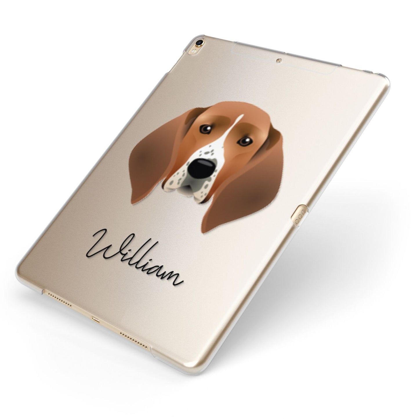Treeing Walker Coonhound Personalised Apple iPad Case on Gold iPad Side View
