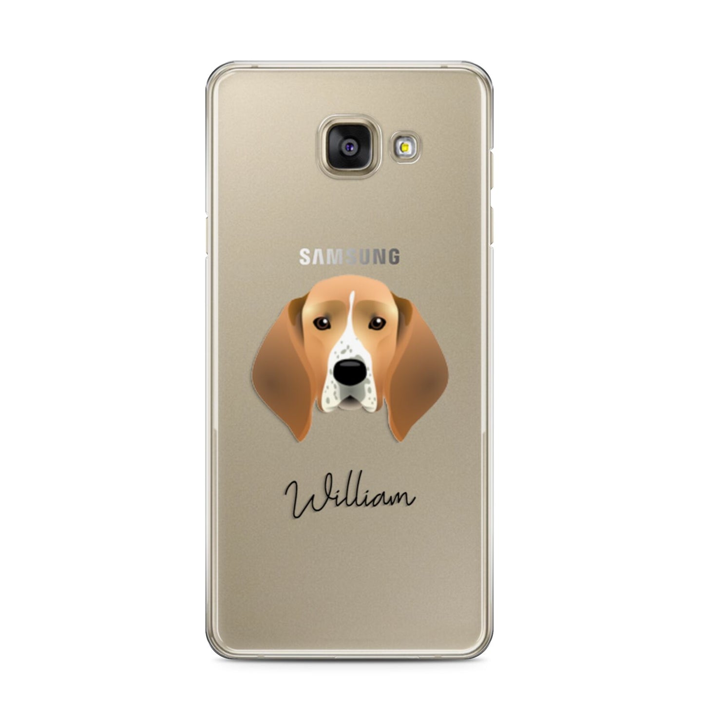 Treeing Walker Coonhound Personalised Samsung Galaxy A3 2016 Case on gold phone