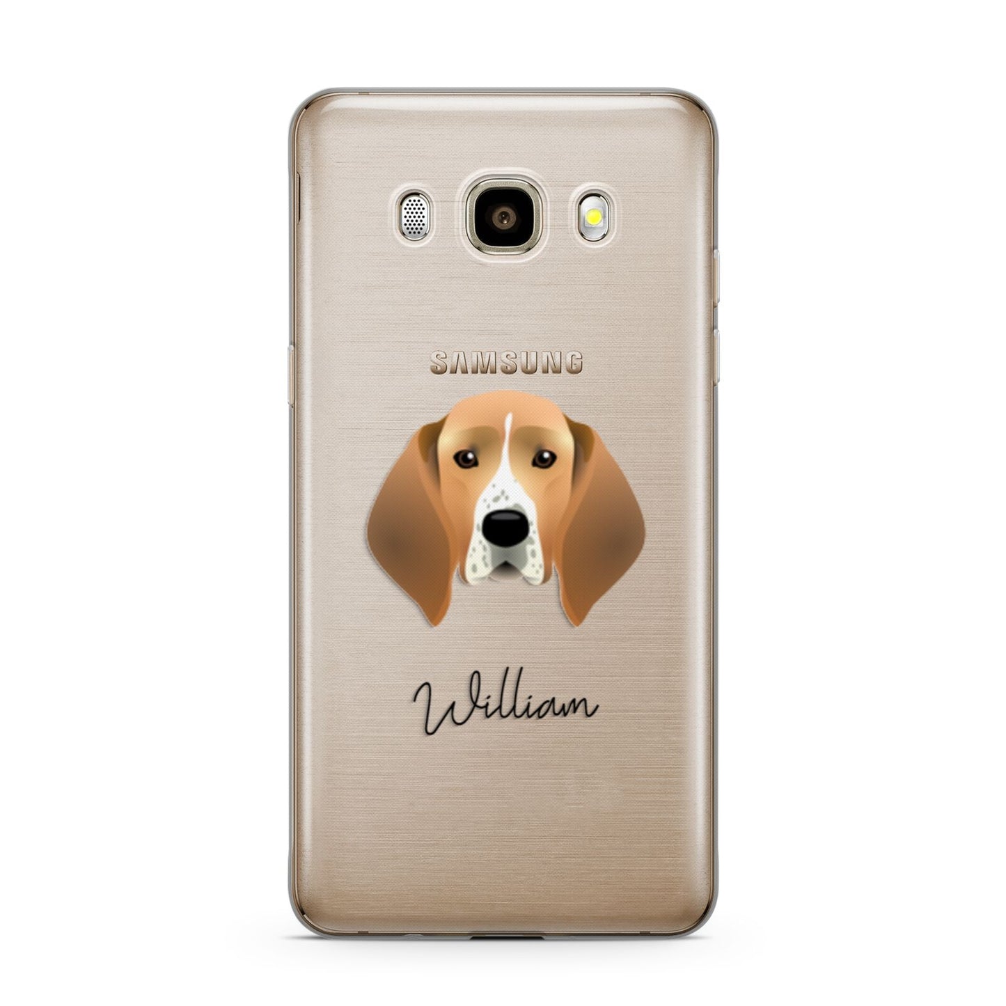 Treeing Walker Coonhound Personalised Samsung Galaxy J7 2016 Case on gold phone