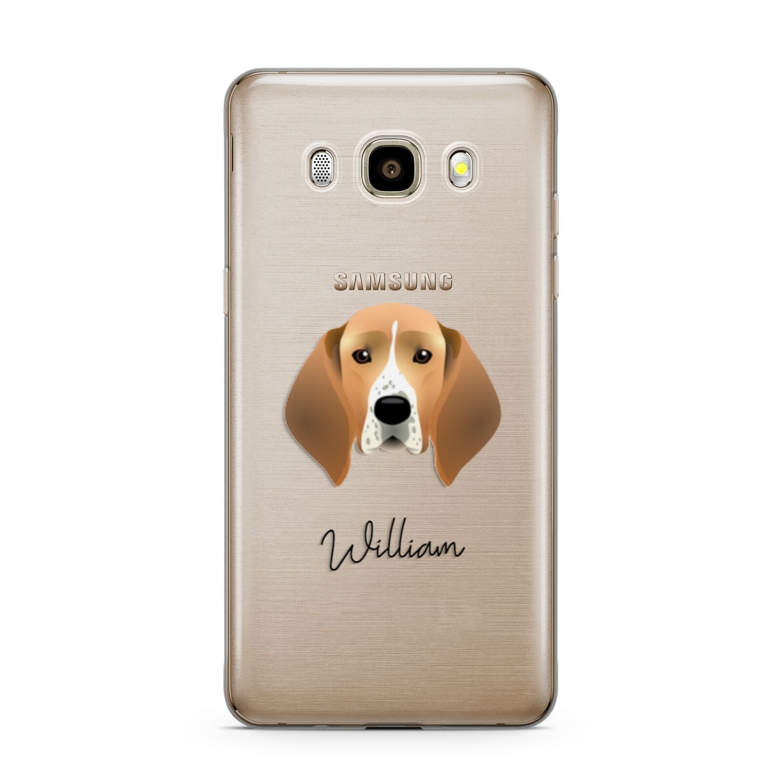 Treeing Walker Coonhound Personalised Samsung Galaxy J7 2016 Case on gold phone