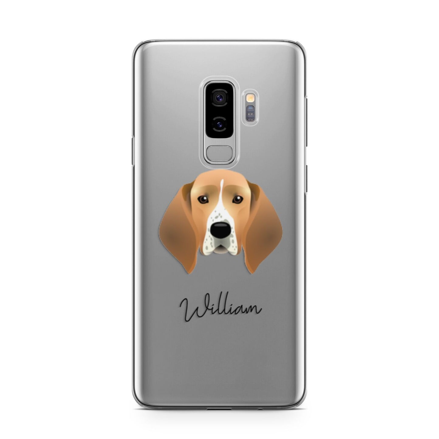 Treeing Walker Coonhound Personalised Samsung Galaxy S9 Plus Case on Silver phone