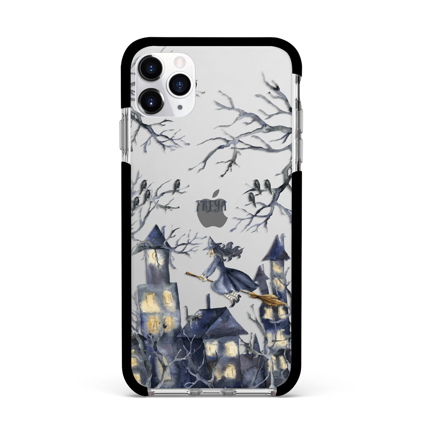 Treetop Halloween Witch Apple iPhone 11 Pro Max in Silver with Black Impact Case