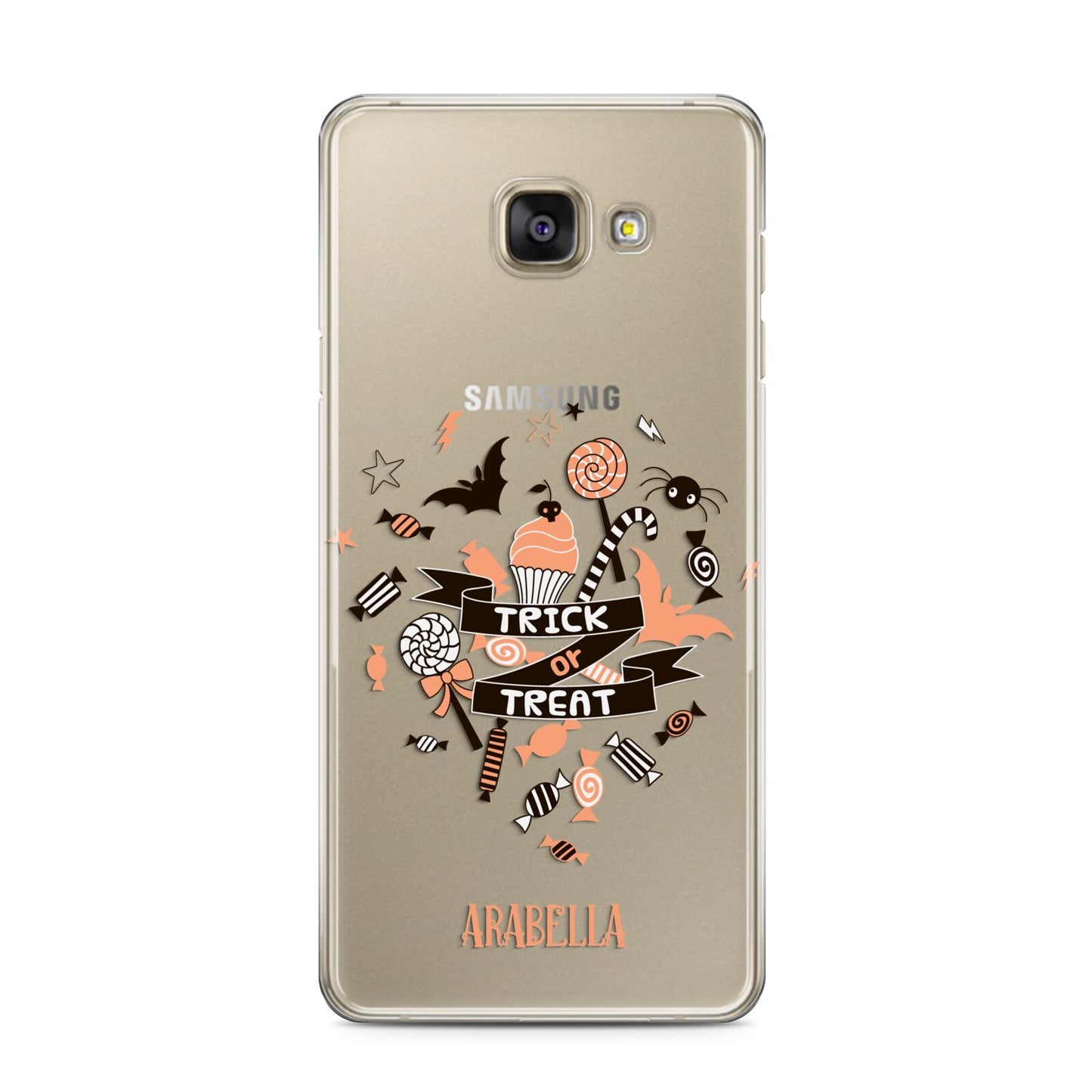 Trick or Treat Samsung Galaxy A3 2016 Case on gold phone