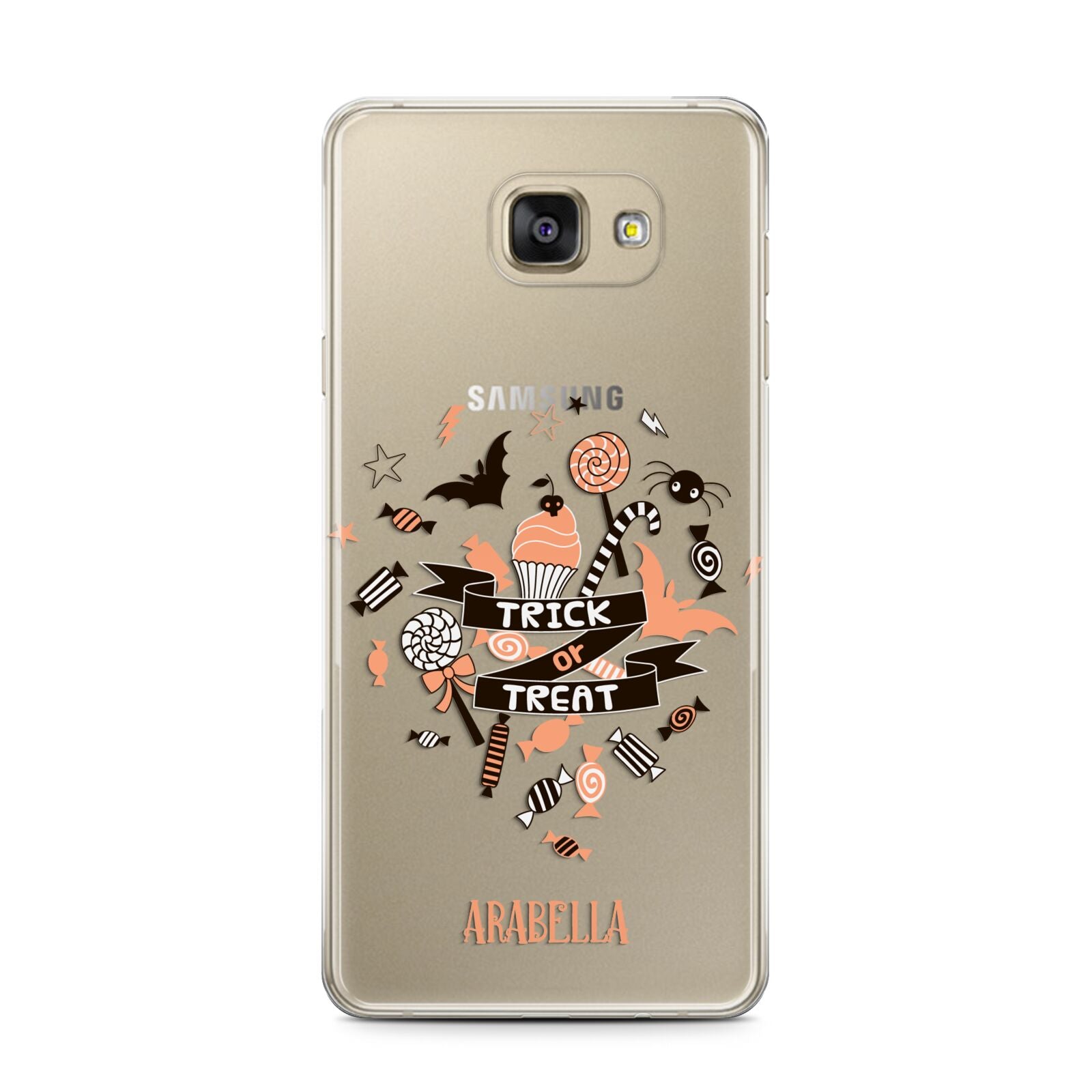 Trick or Treat Samsung Galaxy A7 2016 Case on gold phone