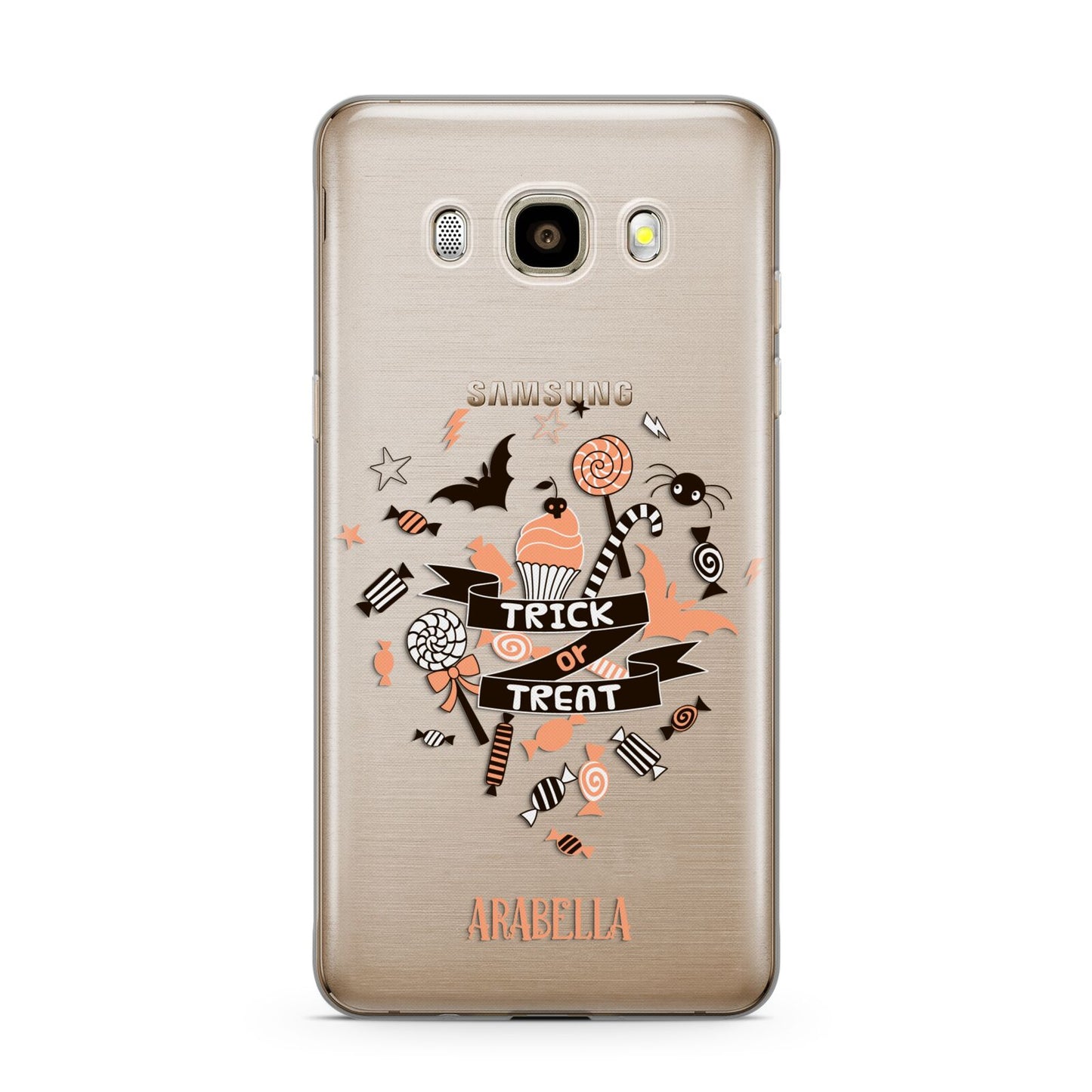 Trick or Treat Samsung Galaxy J7 2016 Case on gold phone