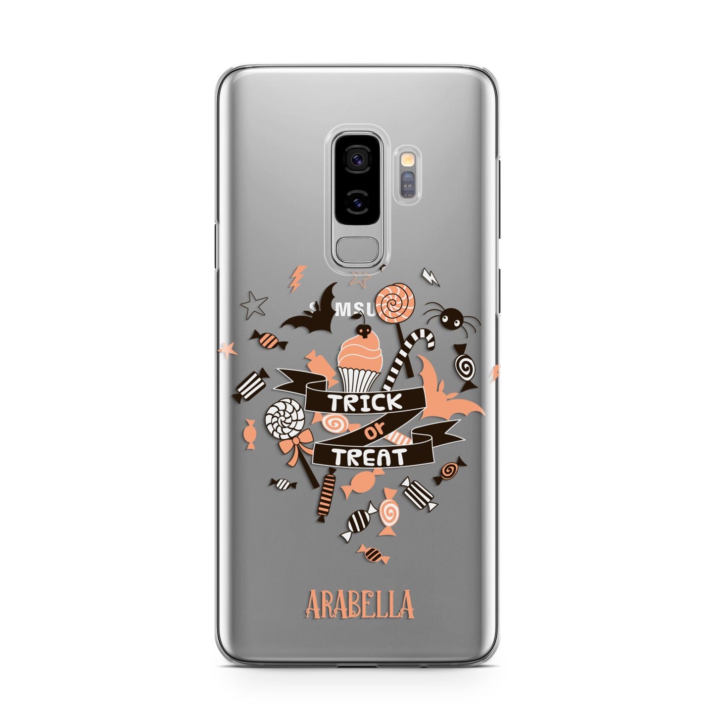 Trick or Treat Samsung Galaxy S9 Plus Case on Silver phone