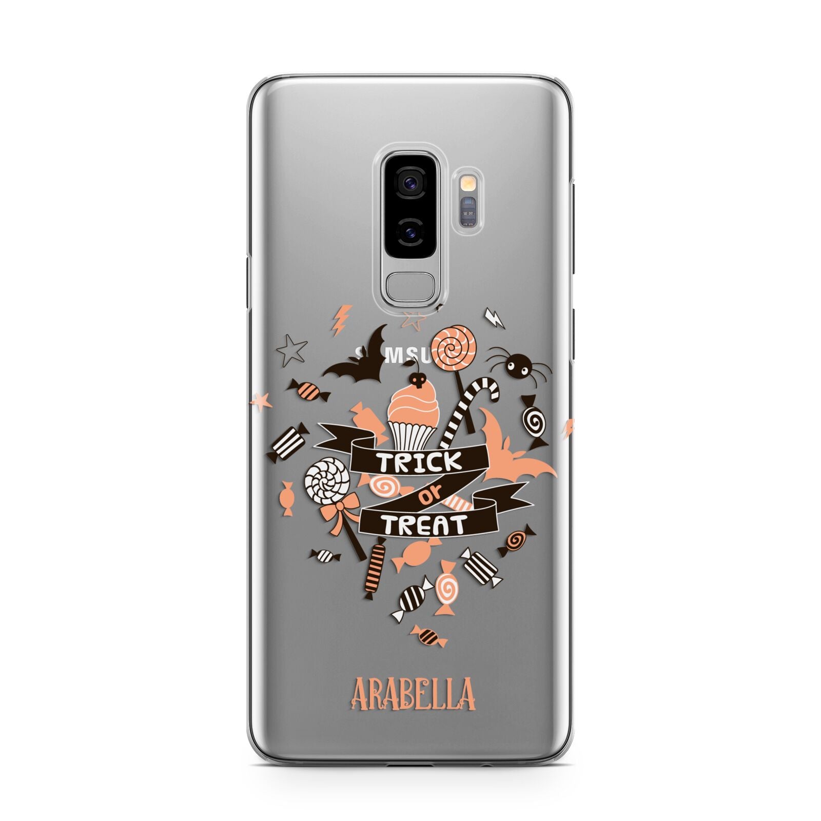 Trick or Treat Samsung Galaxy S9 Plus Case on Silver phone