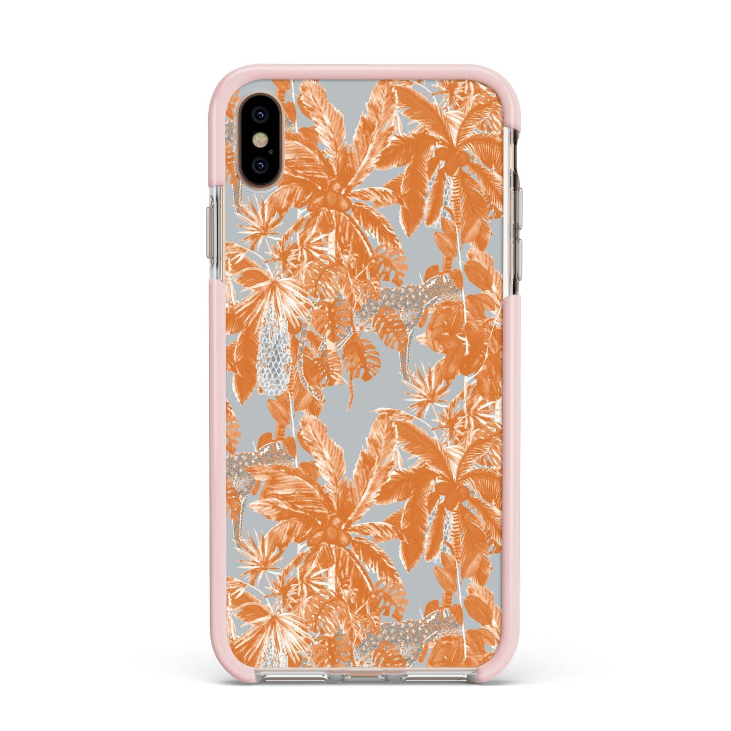 Tropical Apple iPhone Xs Max Impact Case Pink Edge on Gold Phone