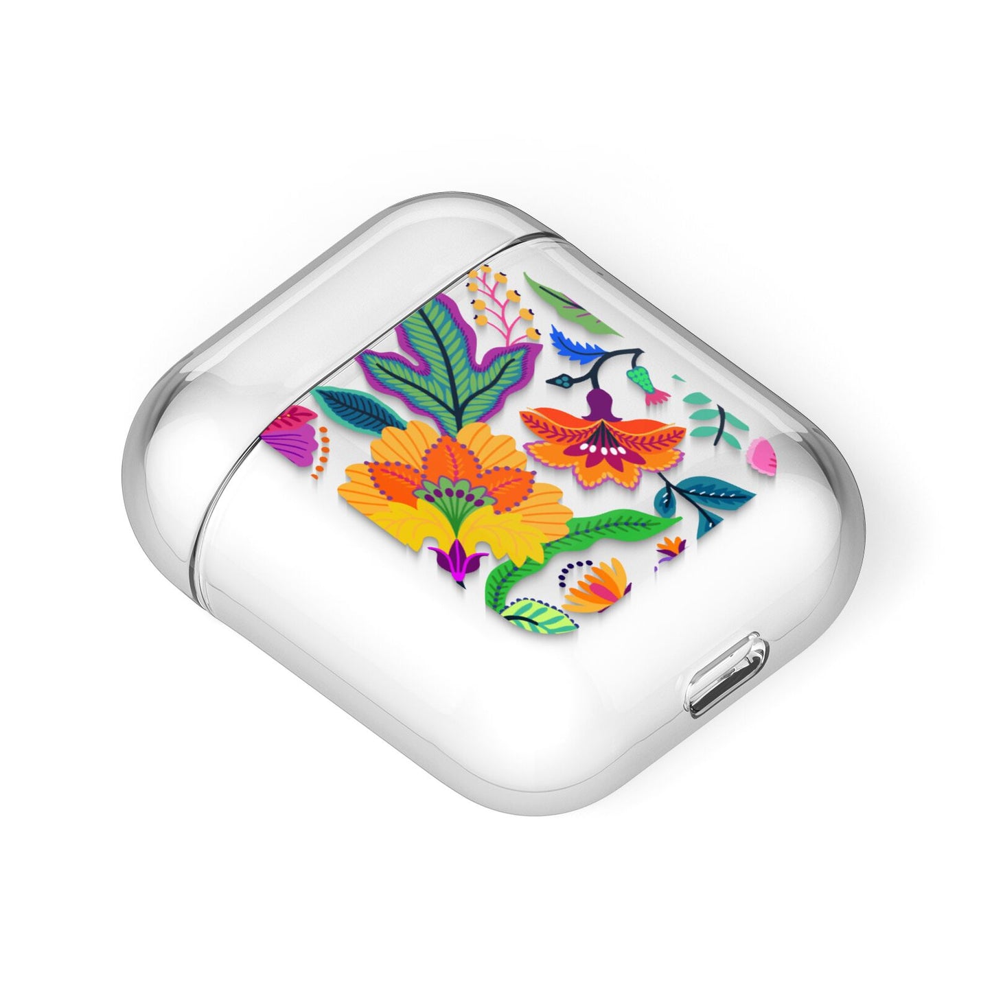 Tropical Floral AirPods Case Laid Flat