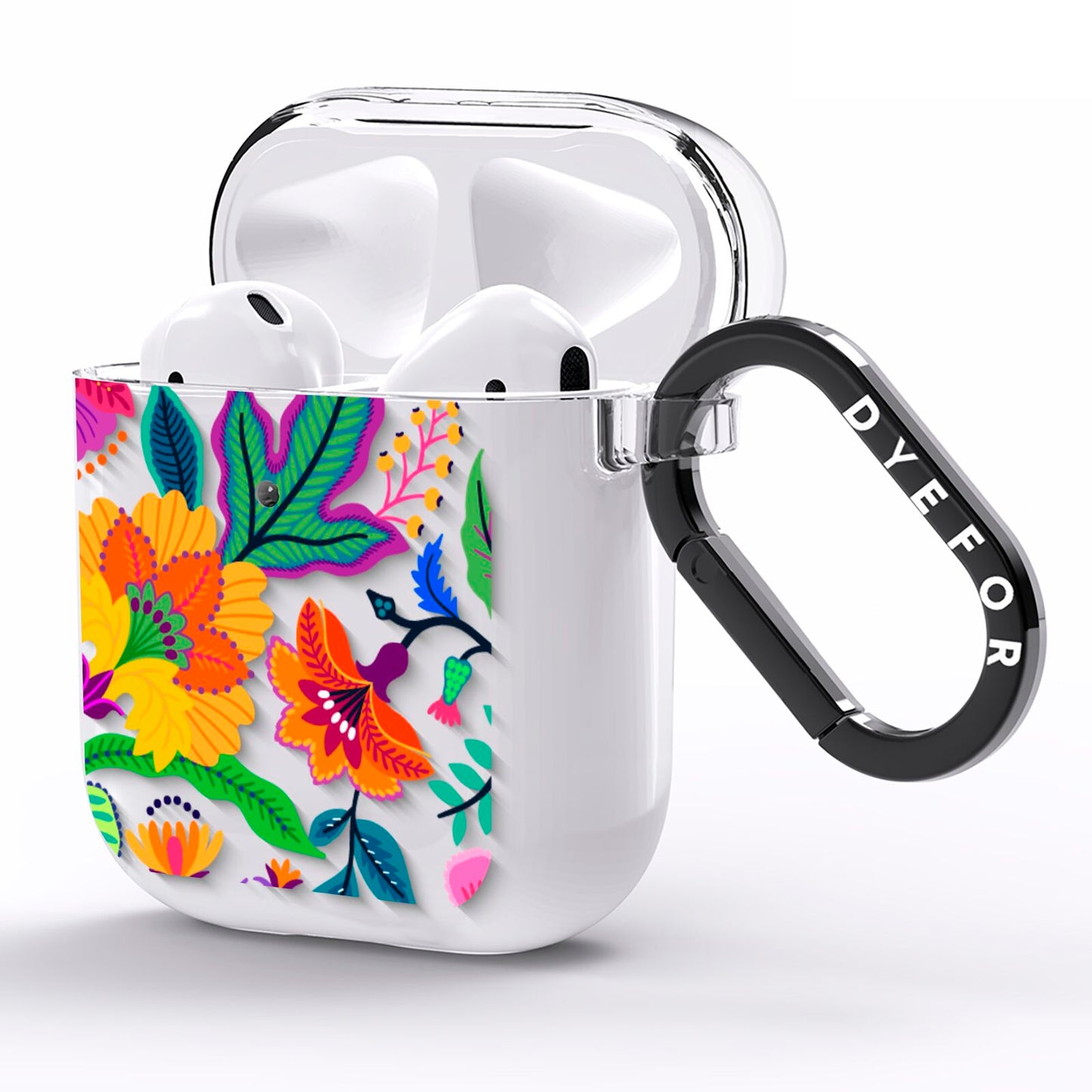 Tropical Floral AirPods Clear Case Side Image