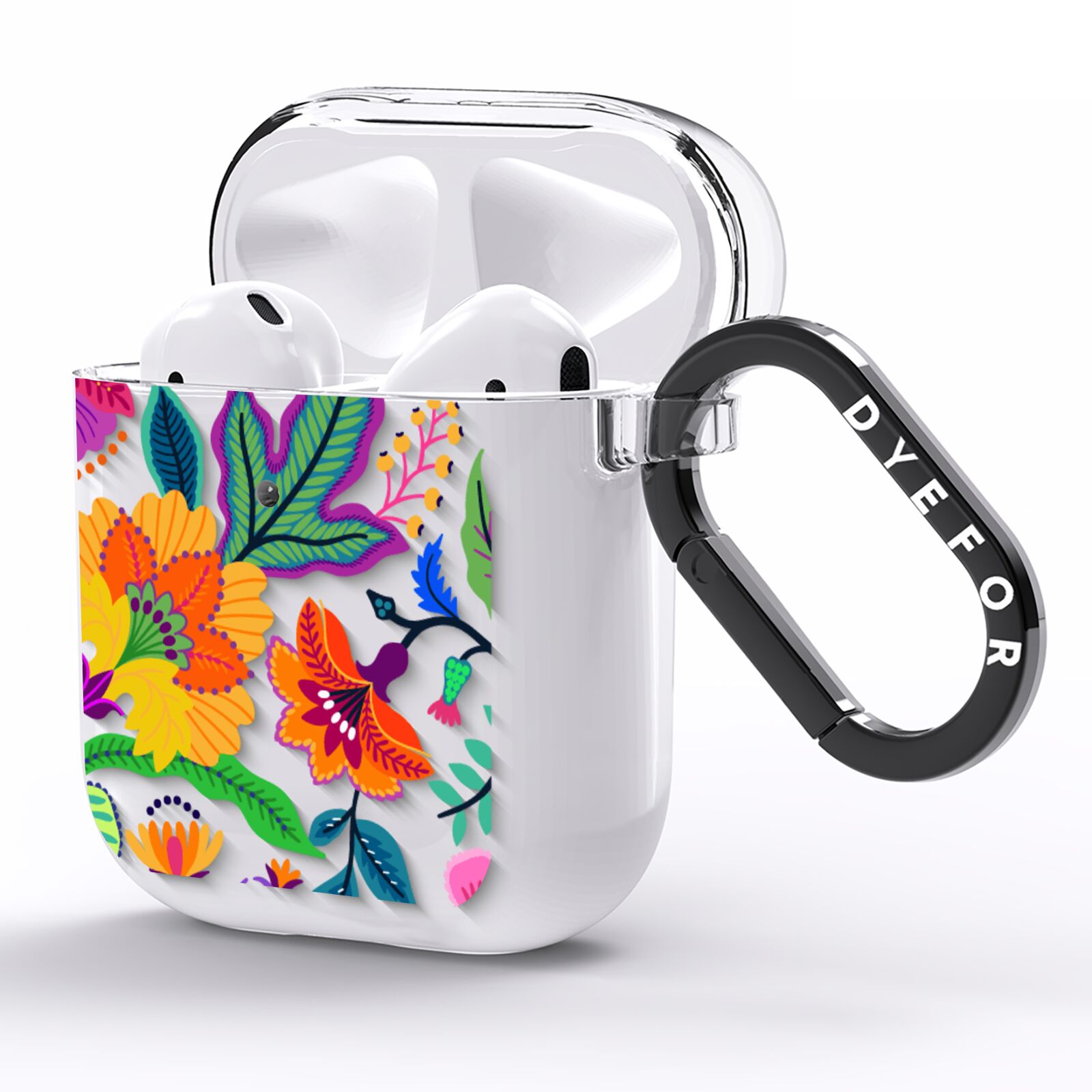 Tropical Floral AirPods Clear Case Side Image