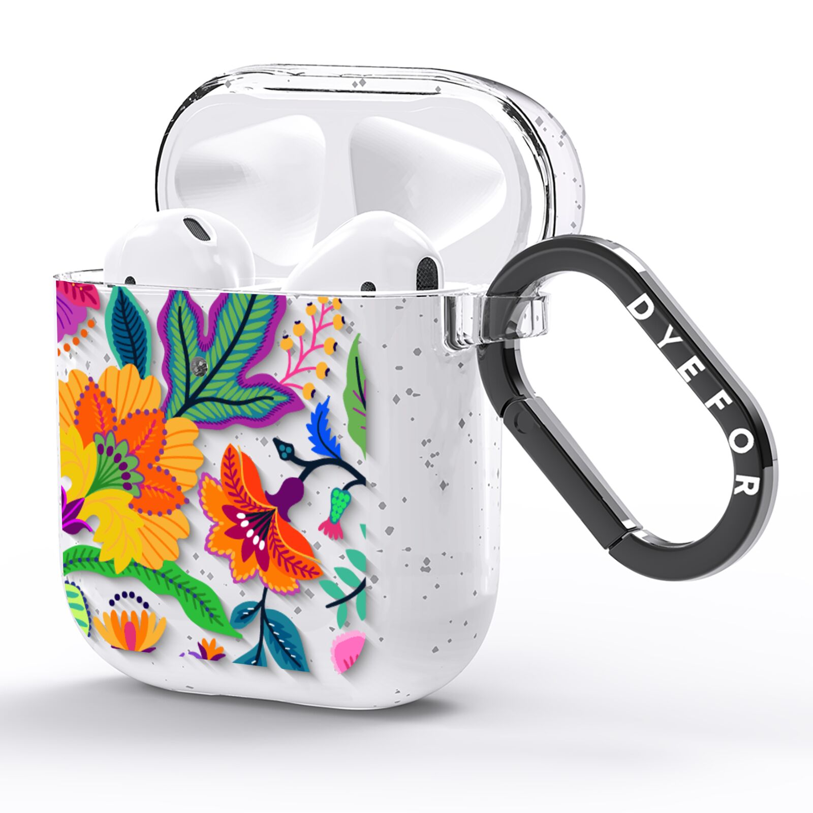 Tropical Floral AirPods Glitter Case Side Image