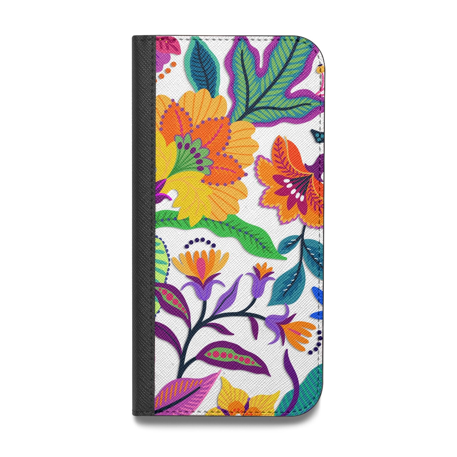 Tropical Floral Vegan Leather Flip iPhone Case