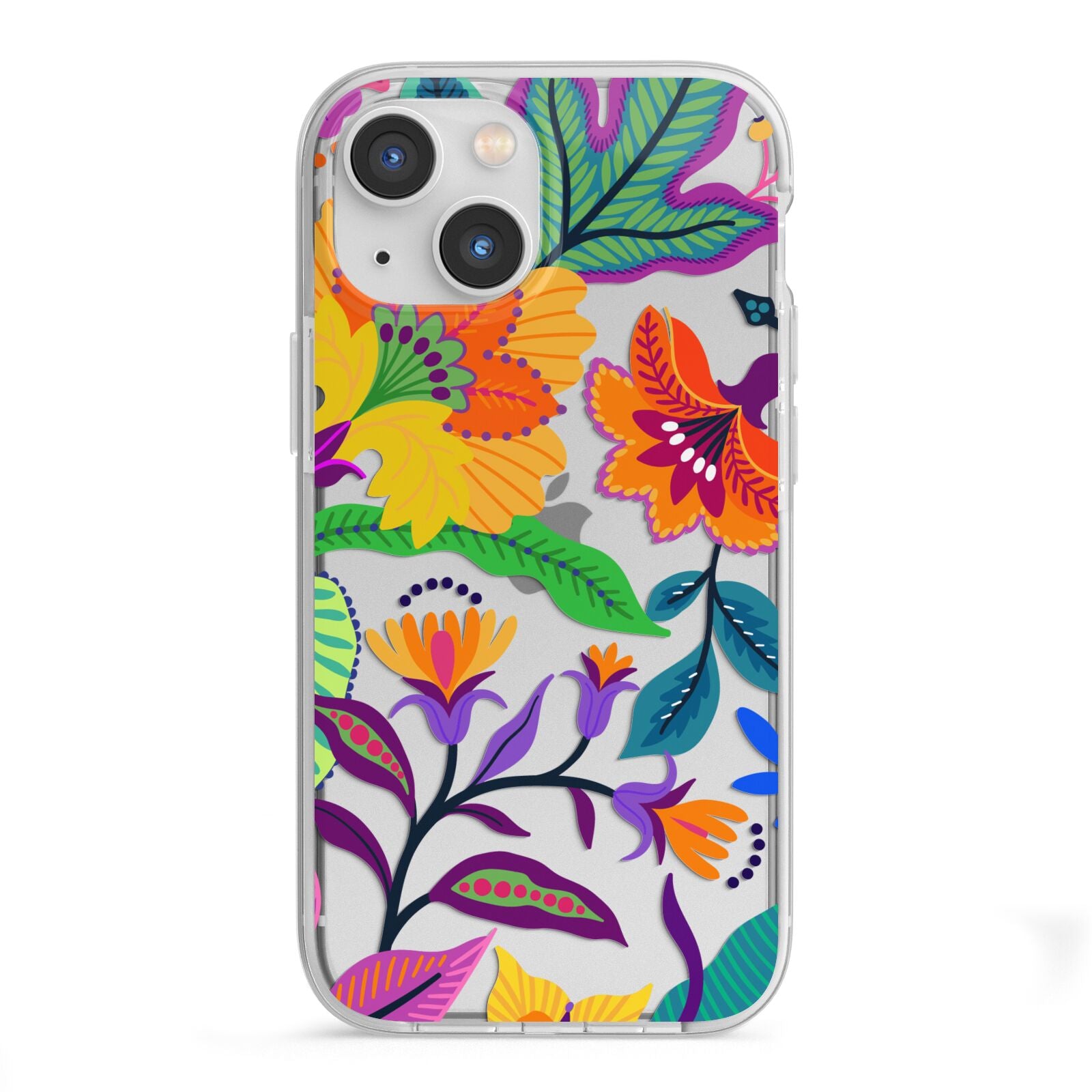 Tropical Floral iPhone 13 Mini TPU Impact Case with White Edges