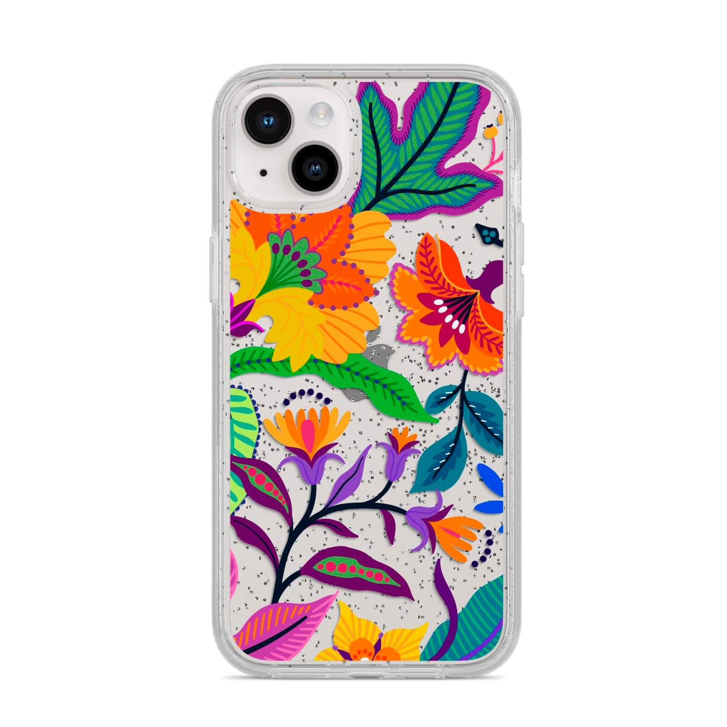 Tropical Floral iPhone 14 Plus Glitter Tough Case Starlight