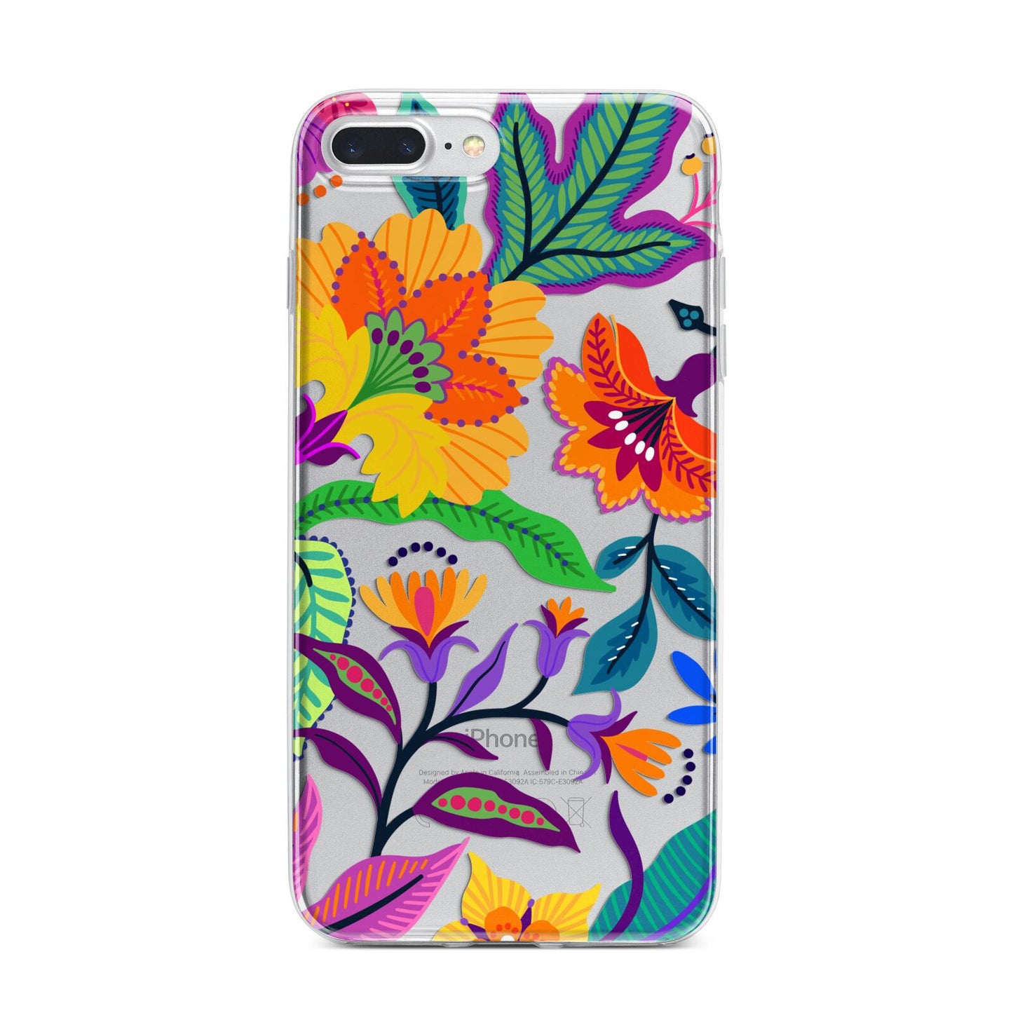 Tropical Floral iPhone 7 Plus Bumper Case on Silver iPhone