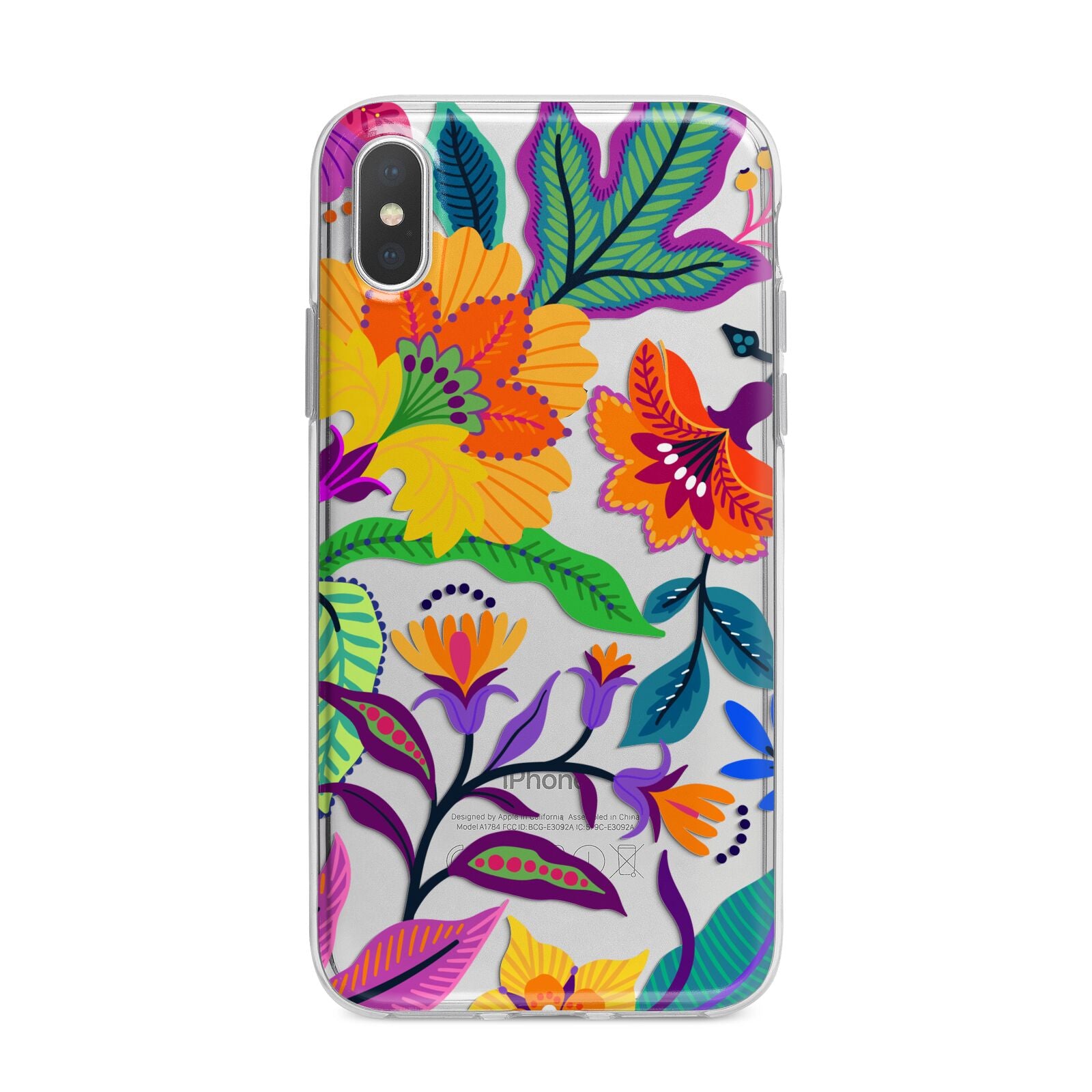 Tropical Floral iPhone X Bumper Case on Silver iPhone Alternative Image 1