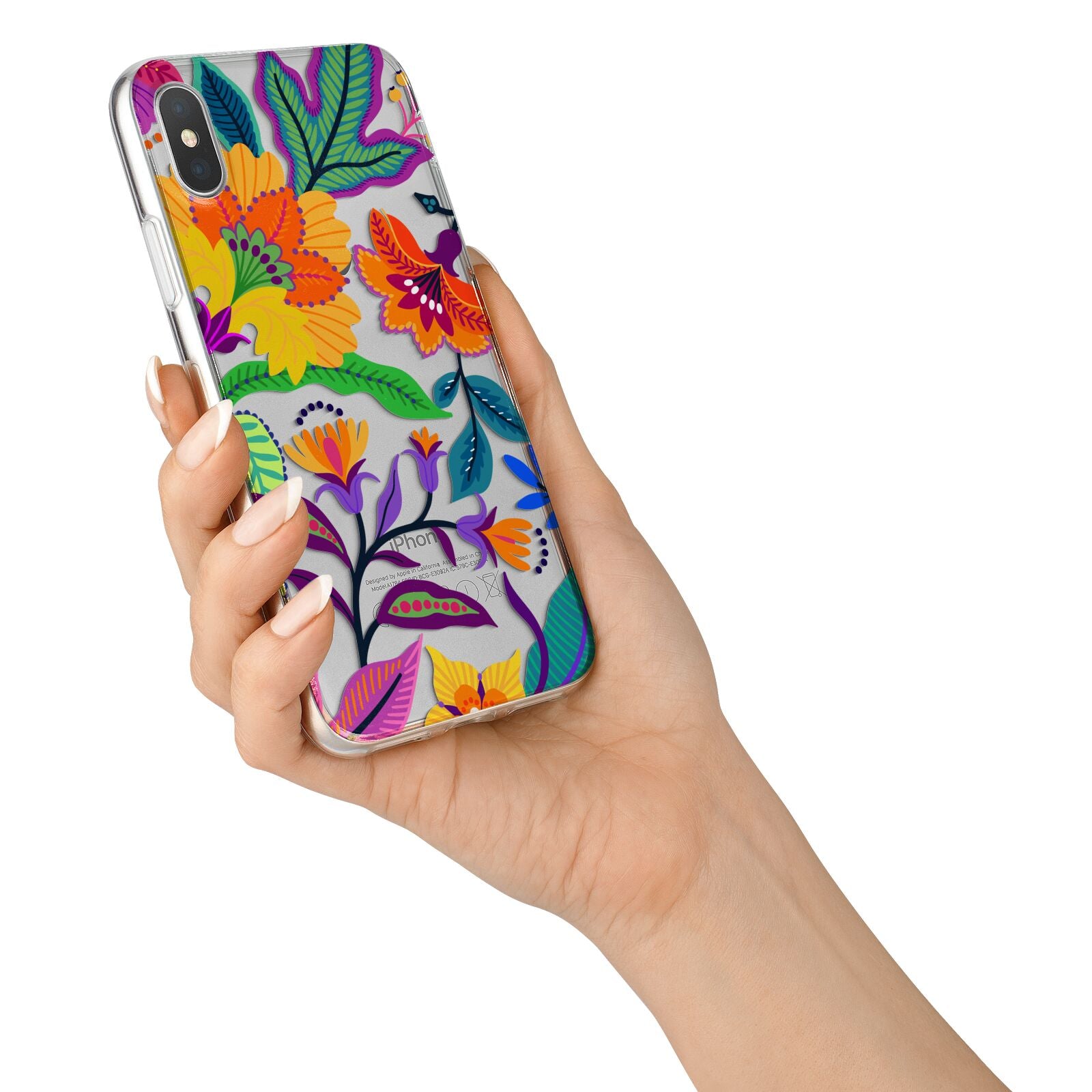 Tropical Floral iPhone X Bumper Case on Silver iPhone Alternative Image 2