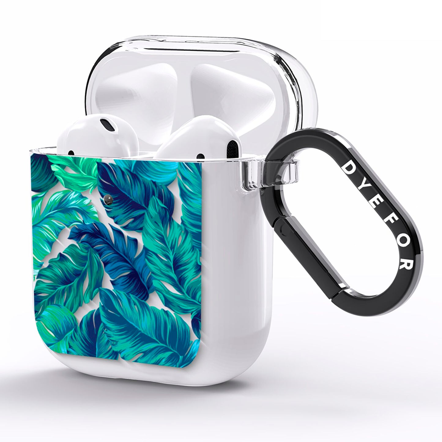 Tropical Leaves AirPods Clear Case Side Image