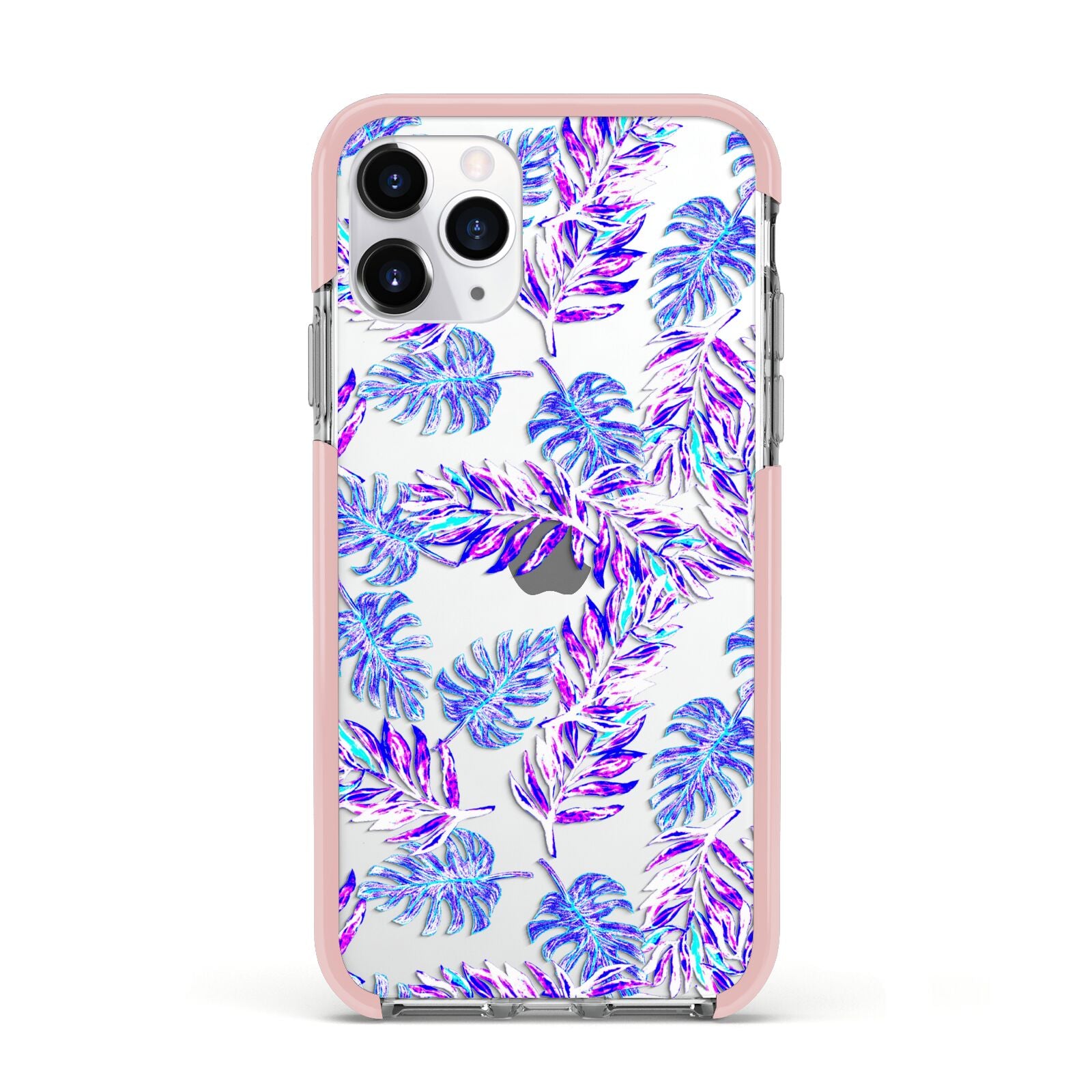 Tropical Palm Leaf Apple iPhone 11 Pro in Silver with Pink Impact Case