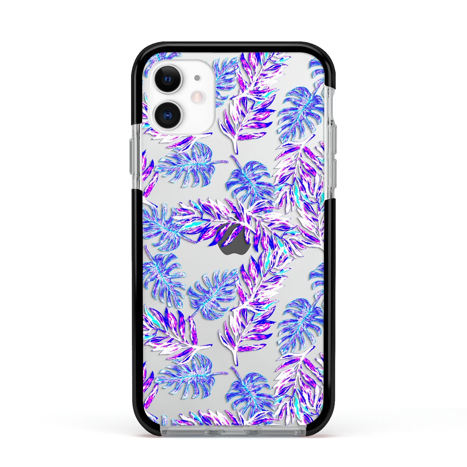 Tropical Palm Leaf Apple iPhone 11 in White with Black Impact Case