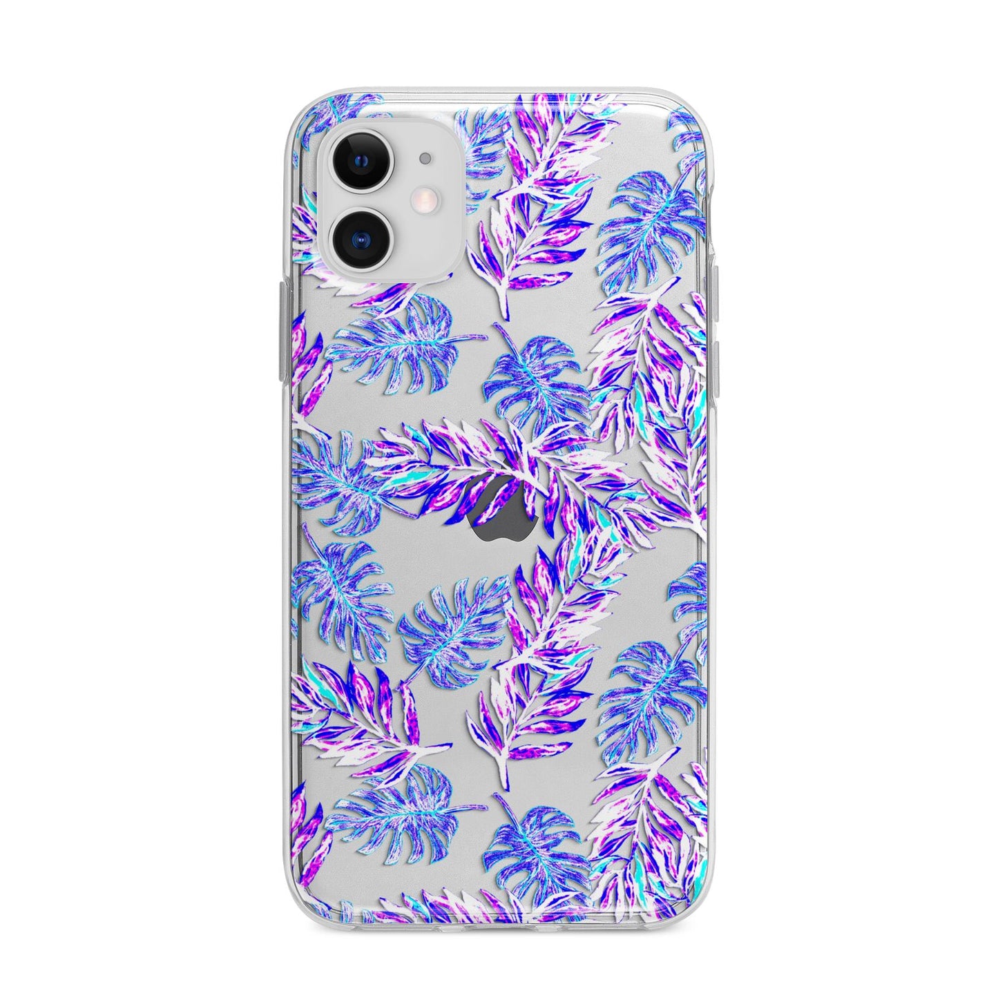 Tropical Palm Leaf Apple iPhone 11 in White with Bumper Case