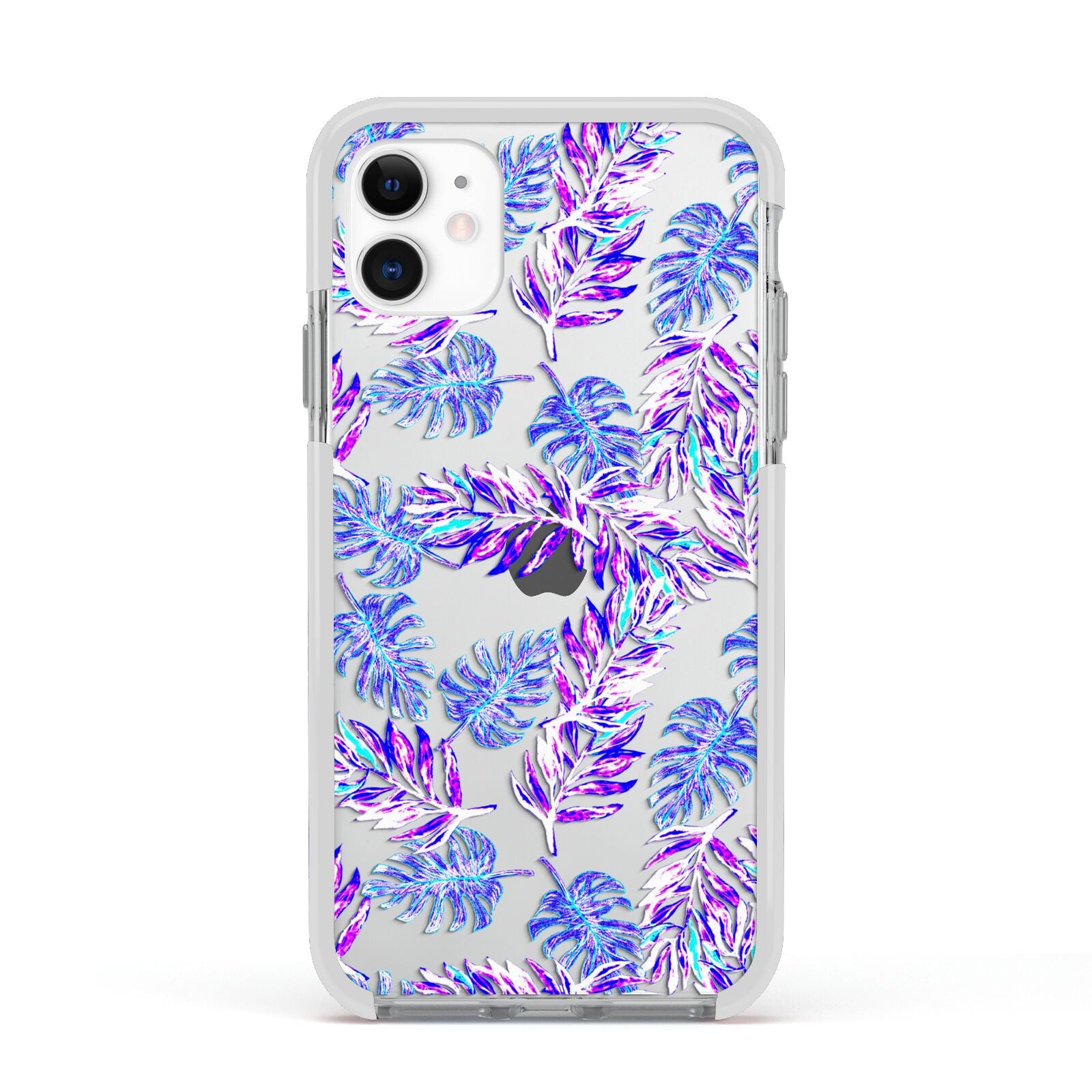 Tropical Palm Leaf Apple iPhone 11 in White with White Impact Case