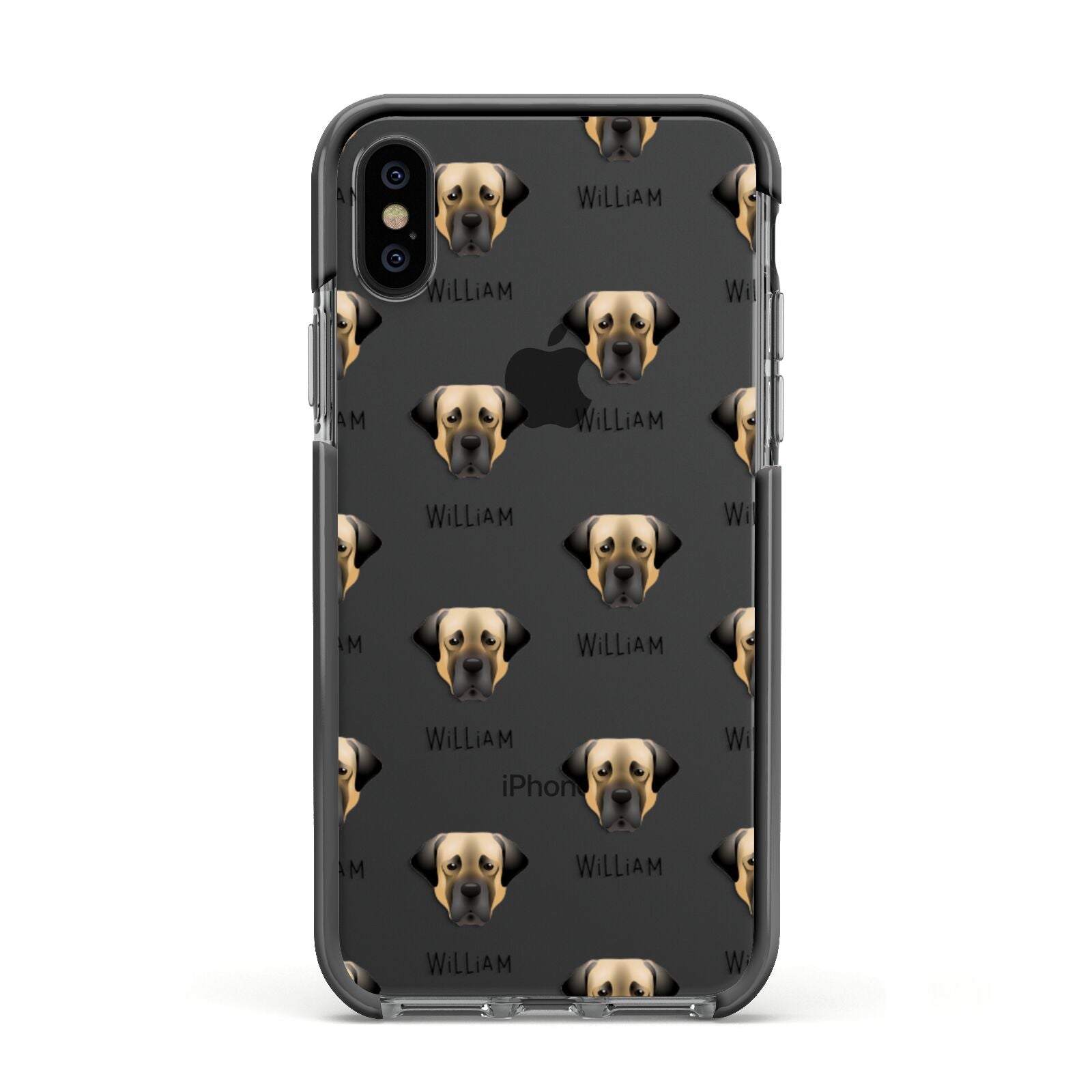 Turkish Kangal Dog Icon with Name Apple iPhone Xs Impact Case Black Edge on Black Phone