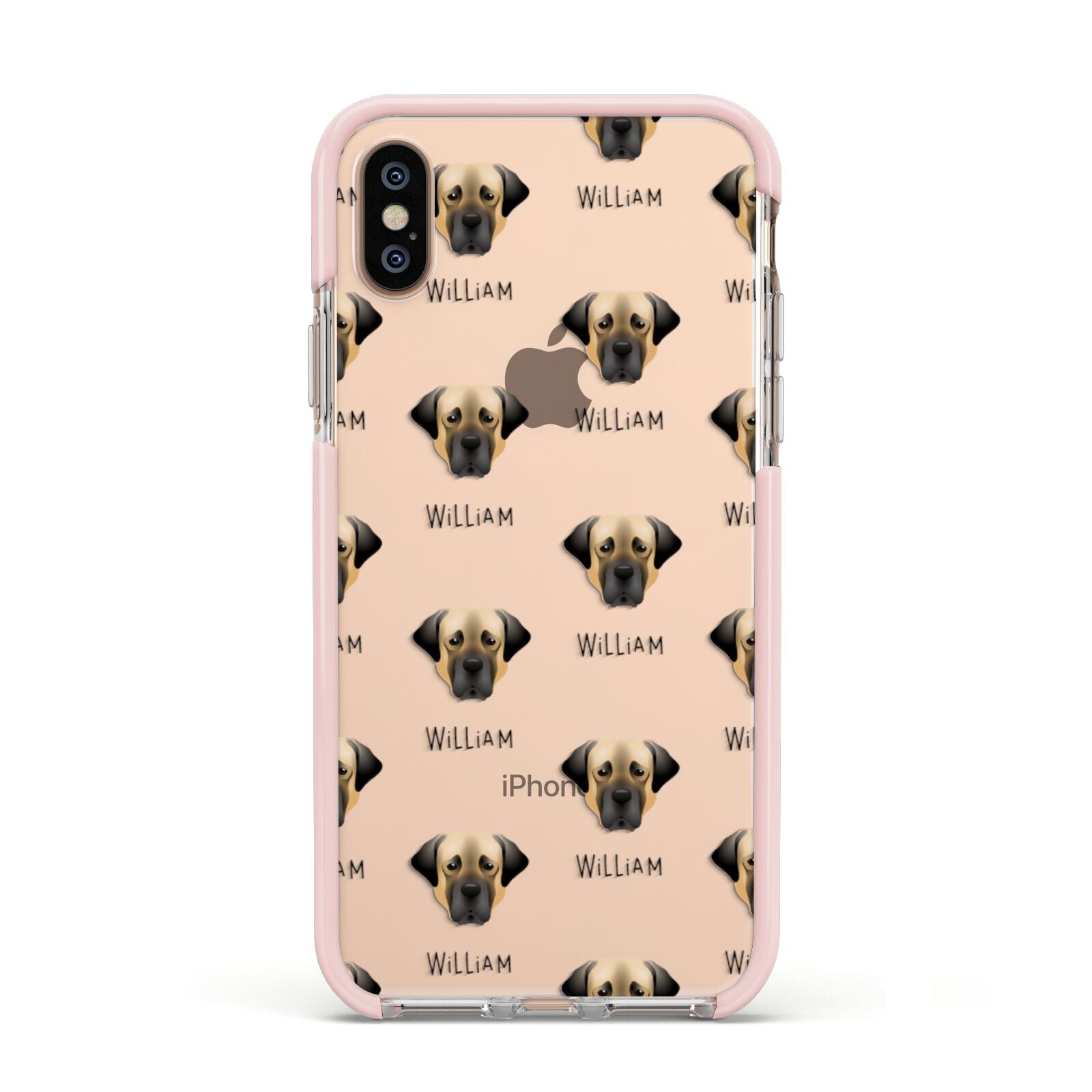 Turkish Kangal Dog Icon with Name Apple iPhone Xs Impact Case Pink Edge on Gold Phone