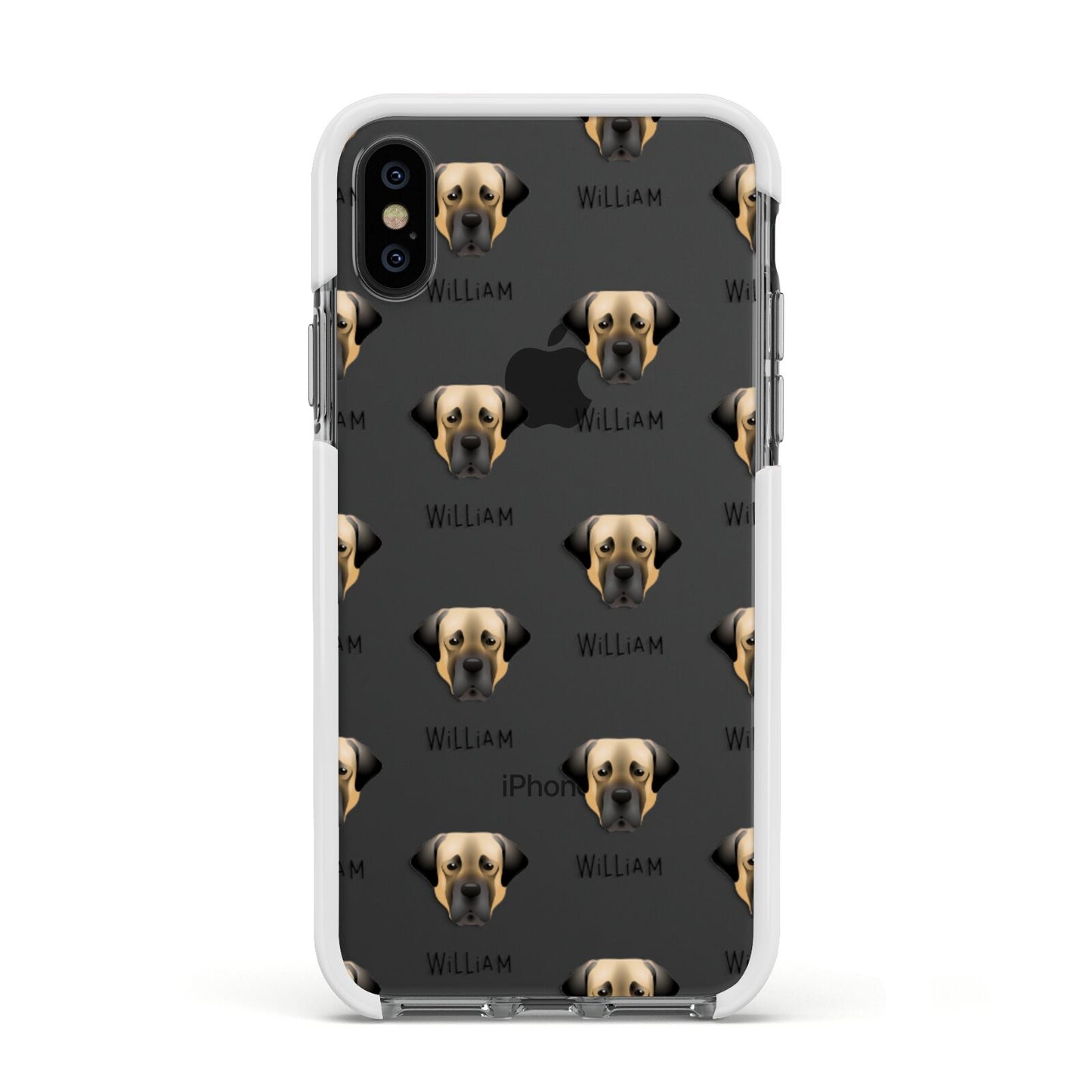 Turkish Kangal Dog Icon with Name Apple iPhone Xs Impact Case White Edge on Black Phone