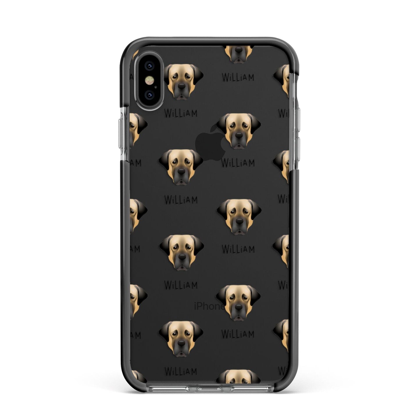 Turkish Kangal Dog Icon with Name Apple iPhone Xs Max Impact Case Black Edge on Black Phone