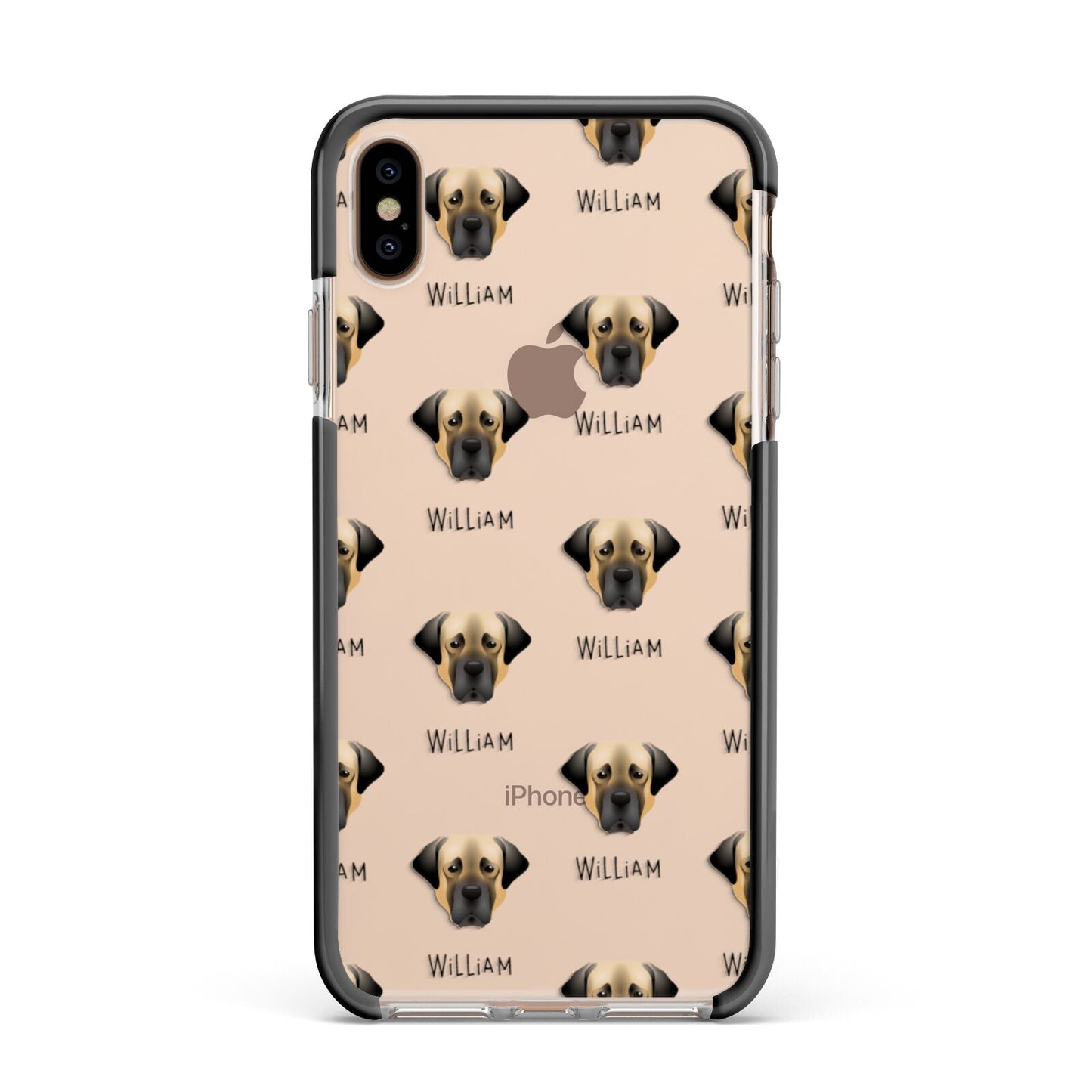 Turkish Kangal Dog Icon with Name Apple iPhone Xs Max Impact Case Black Edge on Gold Phone