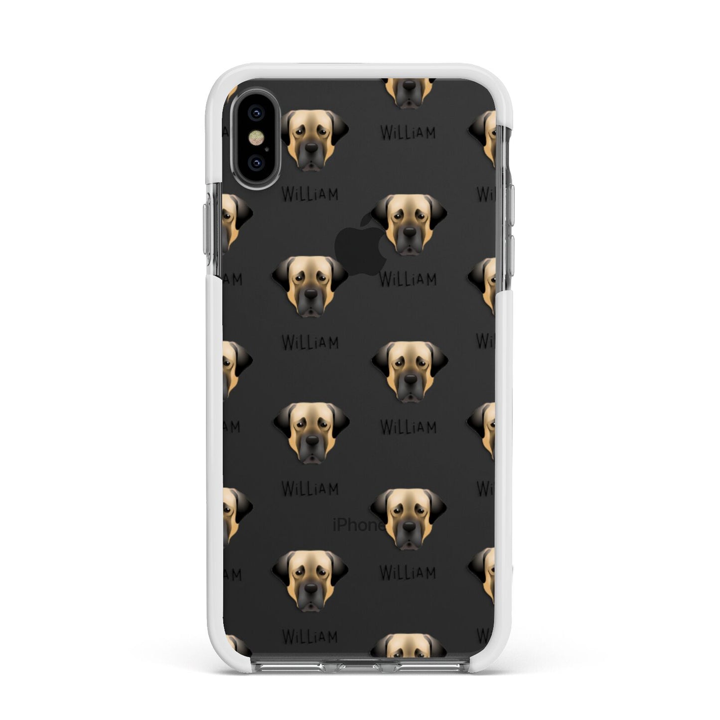 Turkish Kangal Dog Icon with Name Apple iPhone Xs Max Impact Case White Edge on Black Phone