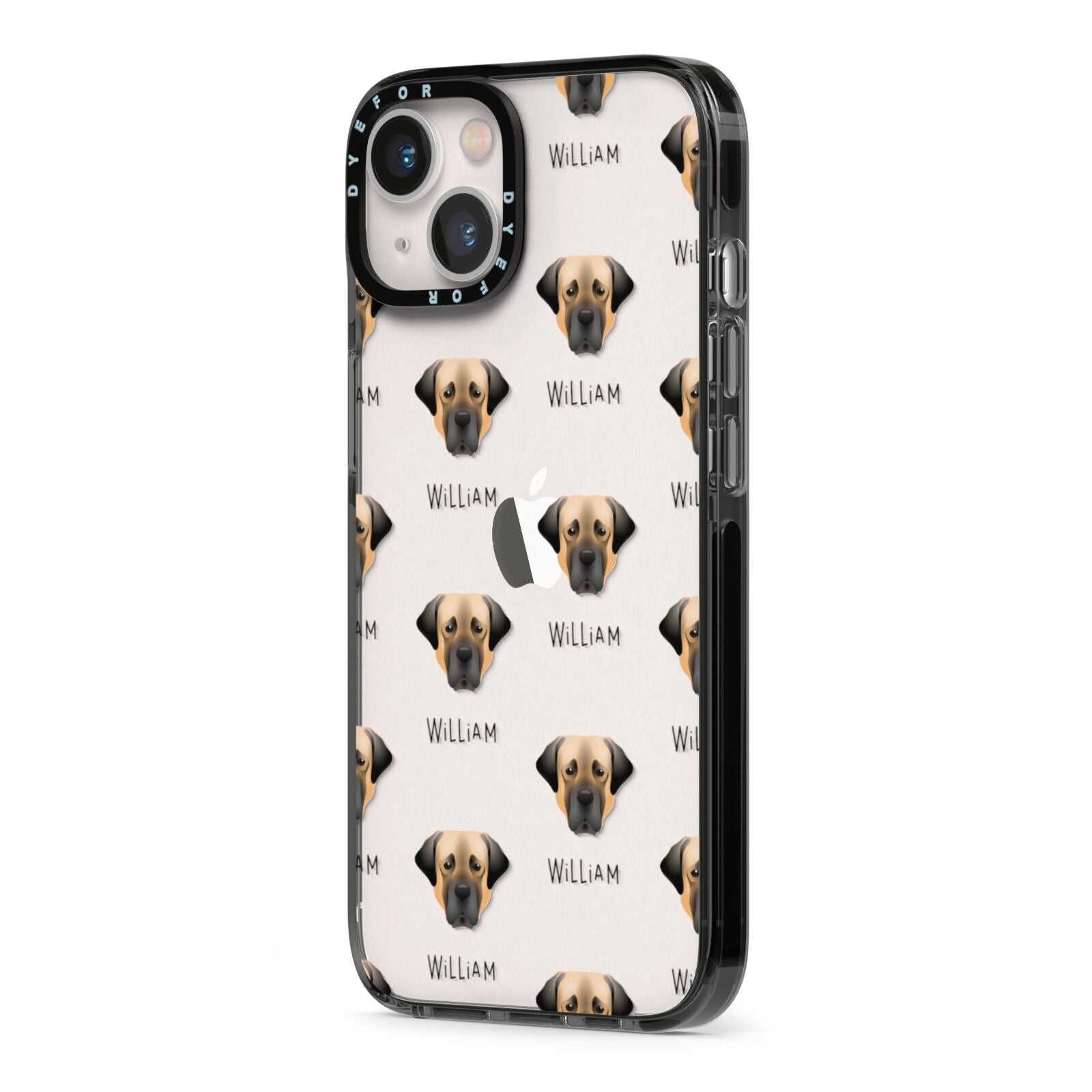 Turkish Kangal Dog Icon with Name iPhone 13 Black Impact Case Side Angle on Silver phone