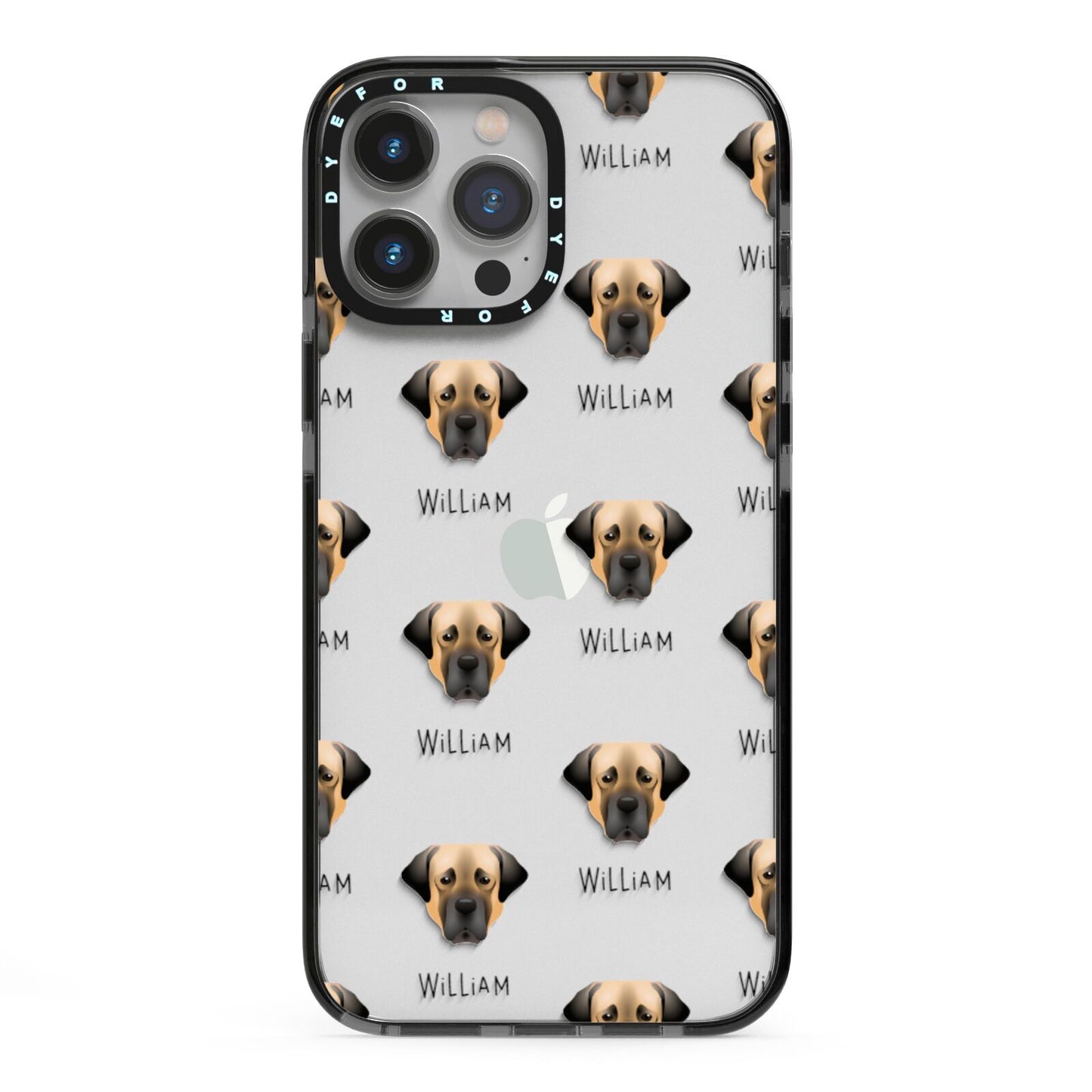 Turkish Kangal Dog Icon with Name iPhone 13 Pro Max Black Impact Case on Silver phone