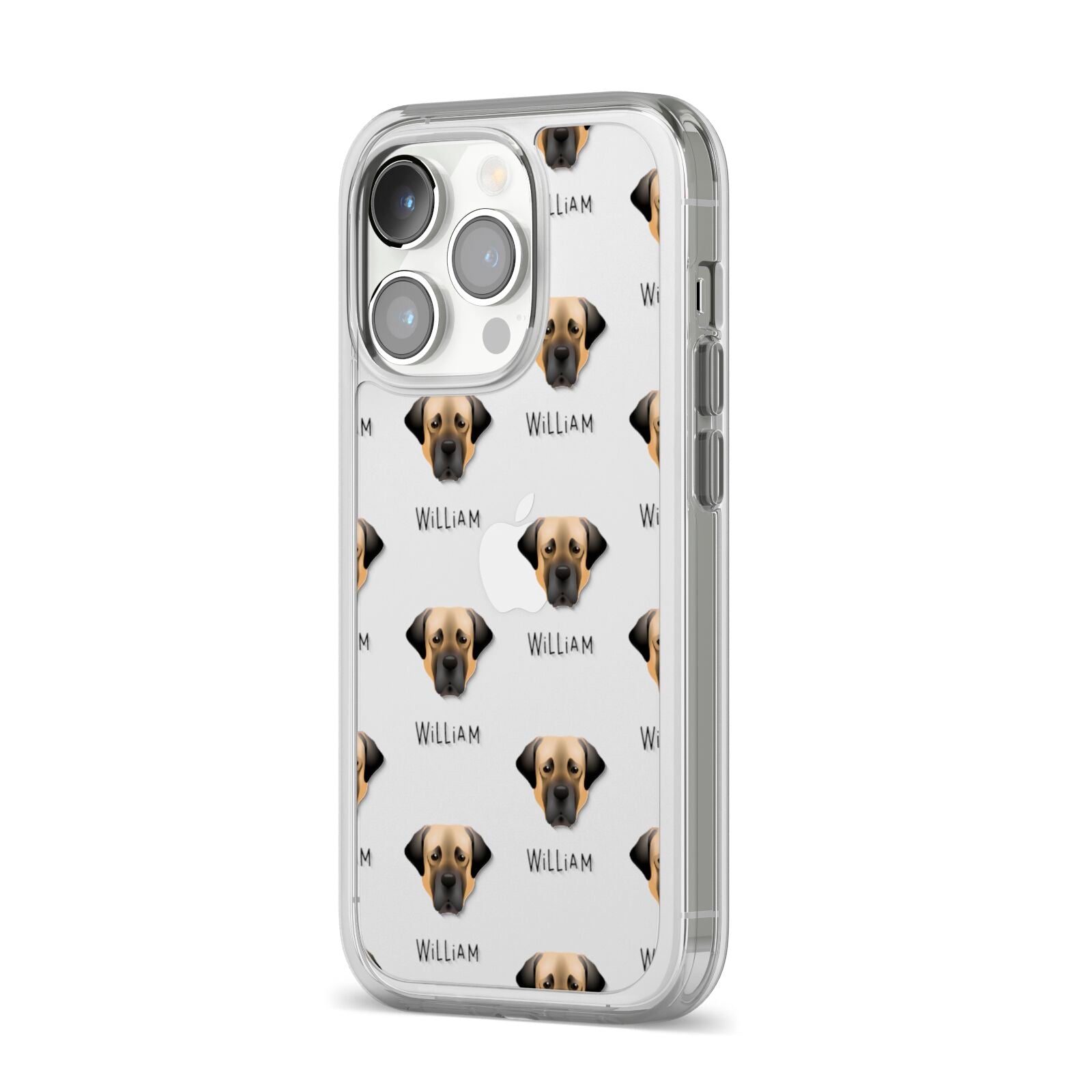 Turkish Kangal Dog Icon with Name iPhone 14 Pro Clear Tough Case Silver Angled Image